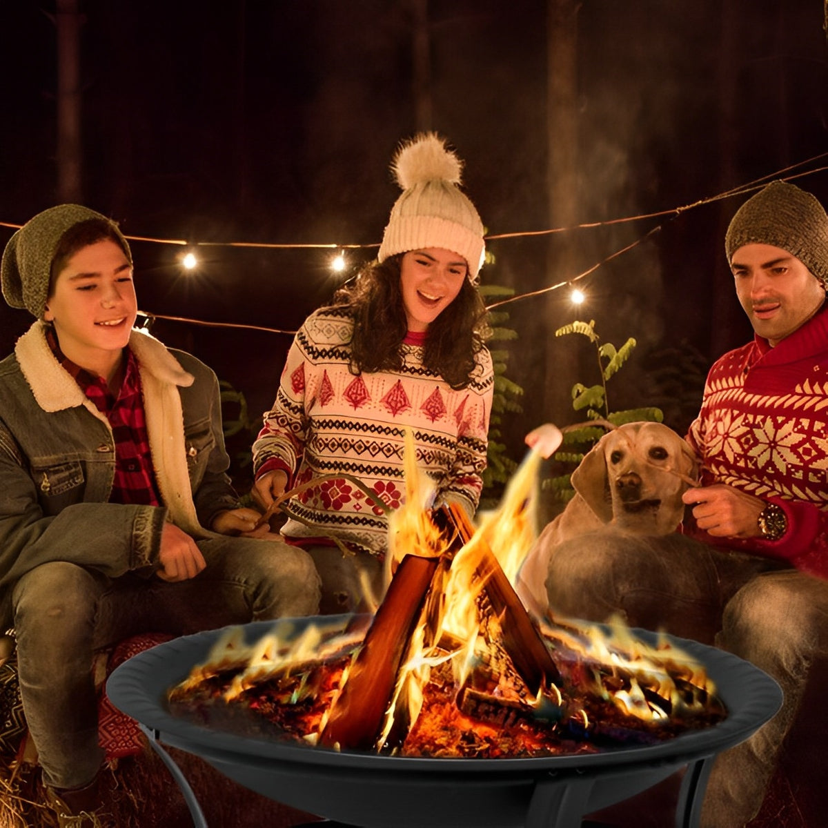 26in Outdoor All-Season Portable Steel Fire Pits with Spark Screen