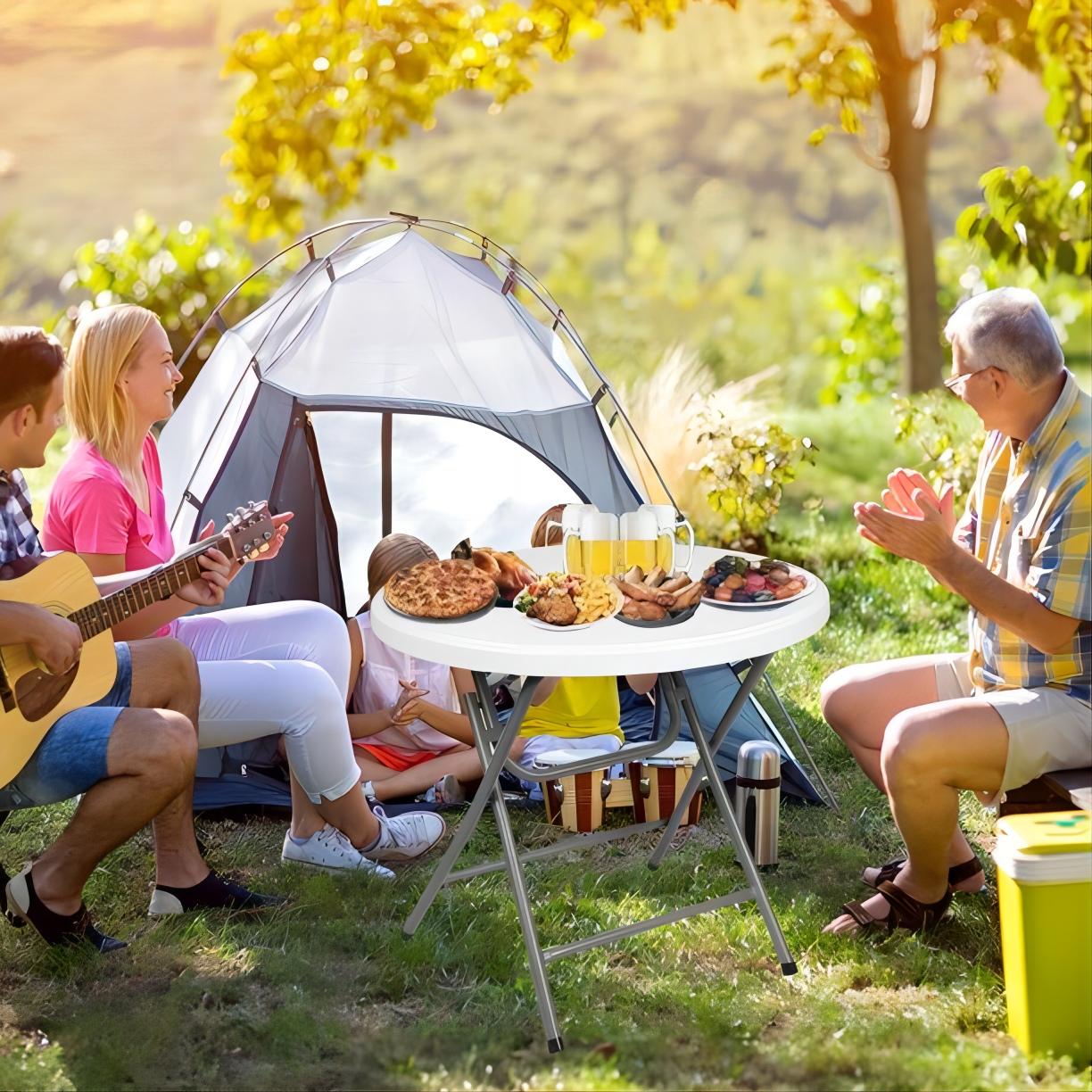 32in Circular Portable Folding Table