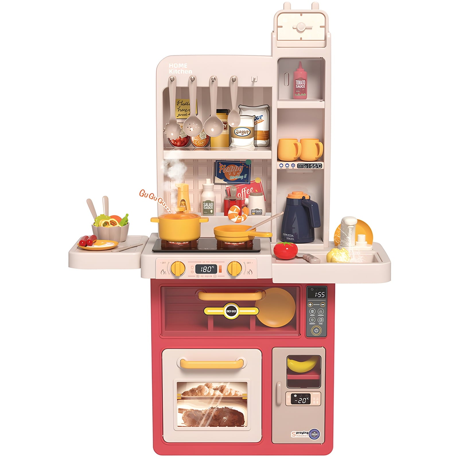 SUGIFT Kids Kitchen Playset Pretend Play Kitchen with Sounds and Lights Cooking Stove SteamPlay Sink and Play FoodToy Kitchen Set for Kids Toddlers