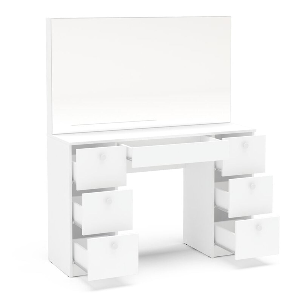 SUGIFT Modern Bedroom Vanity Desk with 7 Drawers, White Finish