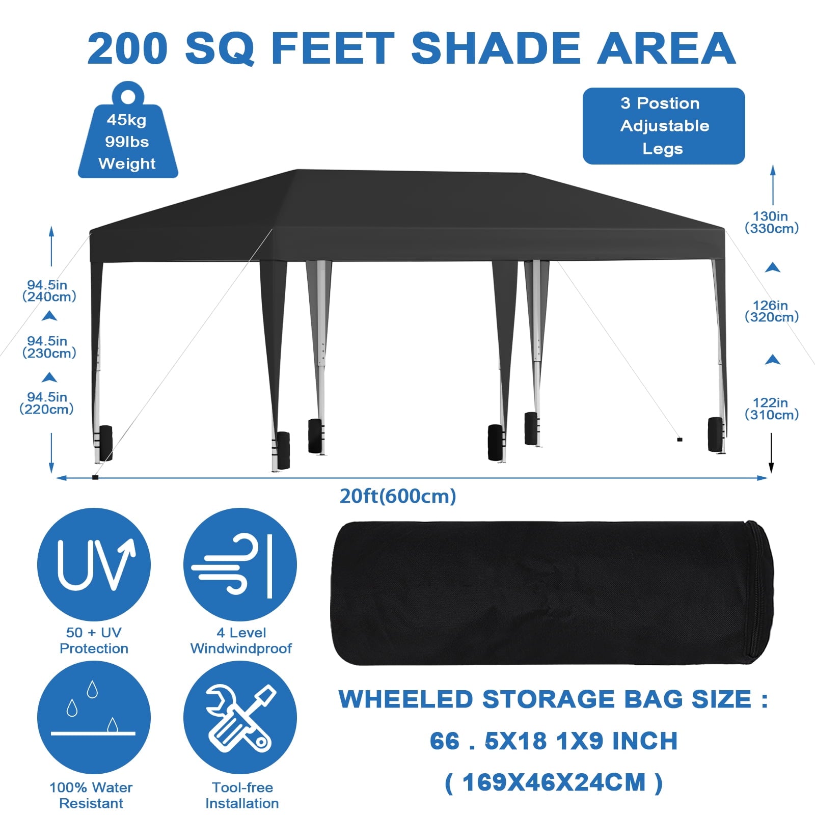 10 x 20 Pop Up Tents Outdoor Canopy Instant Folding for Events Party, Wedding Canopy and Backyard