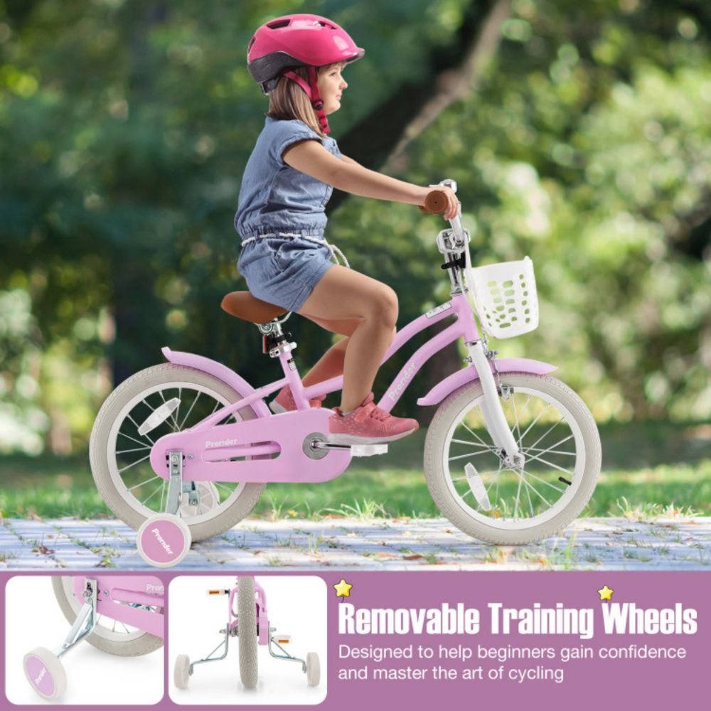16 Inch Adjustable Kids Bike with 2 Brake System Ages 3-8