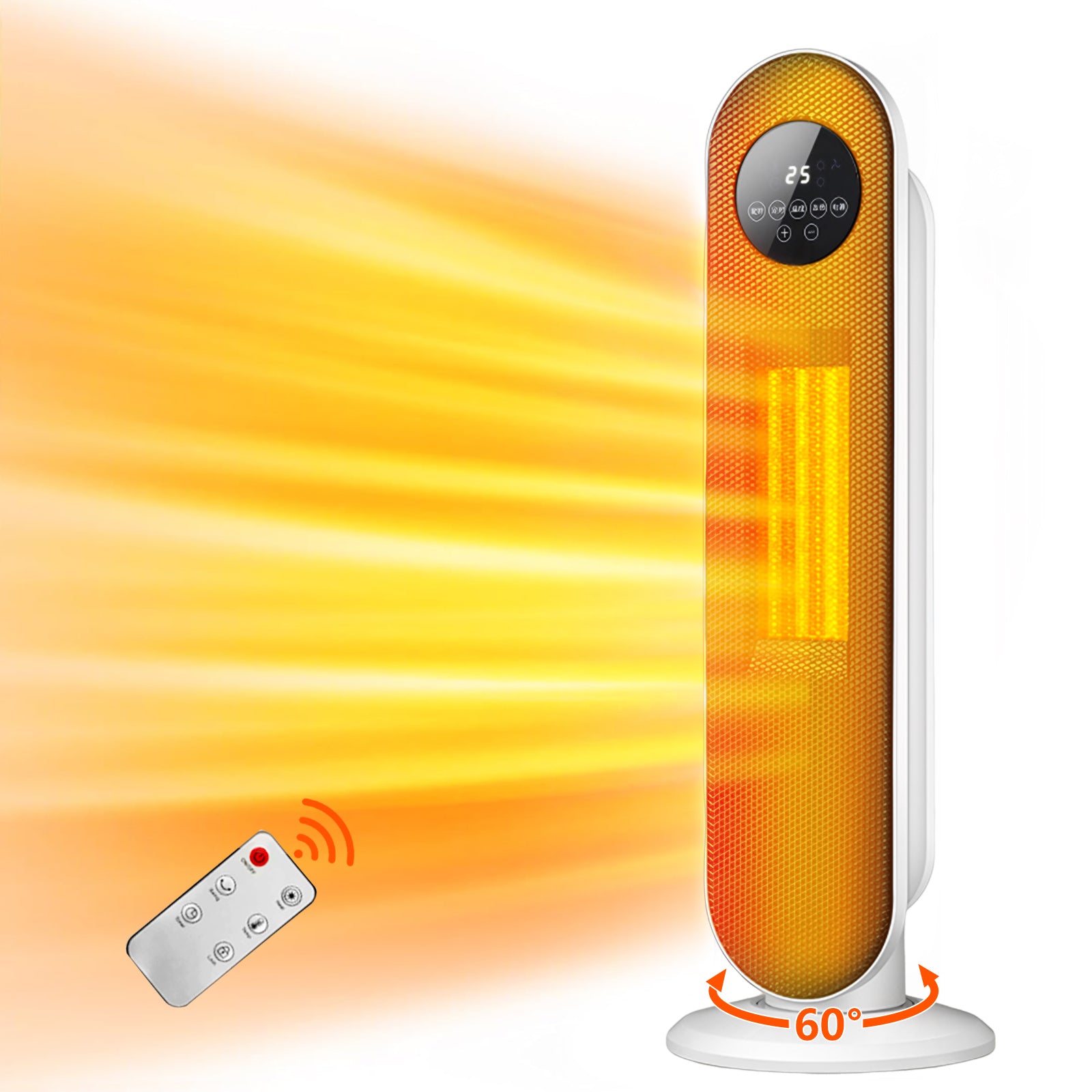 1500W Portable Oscillating Electric Space Heater for Indoor Use with Remote Control