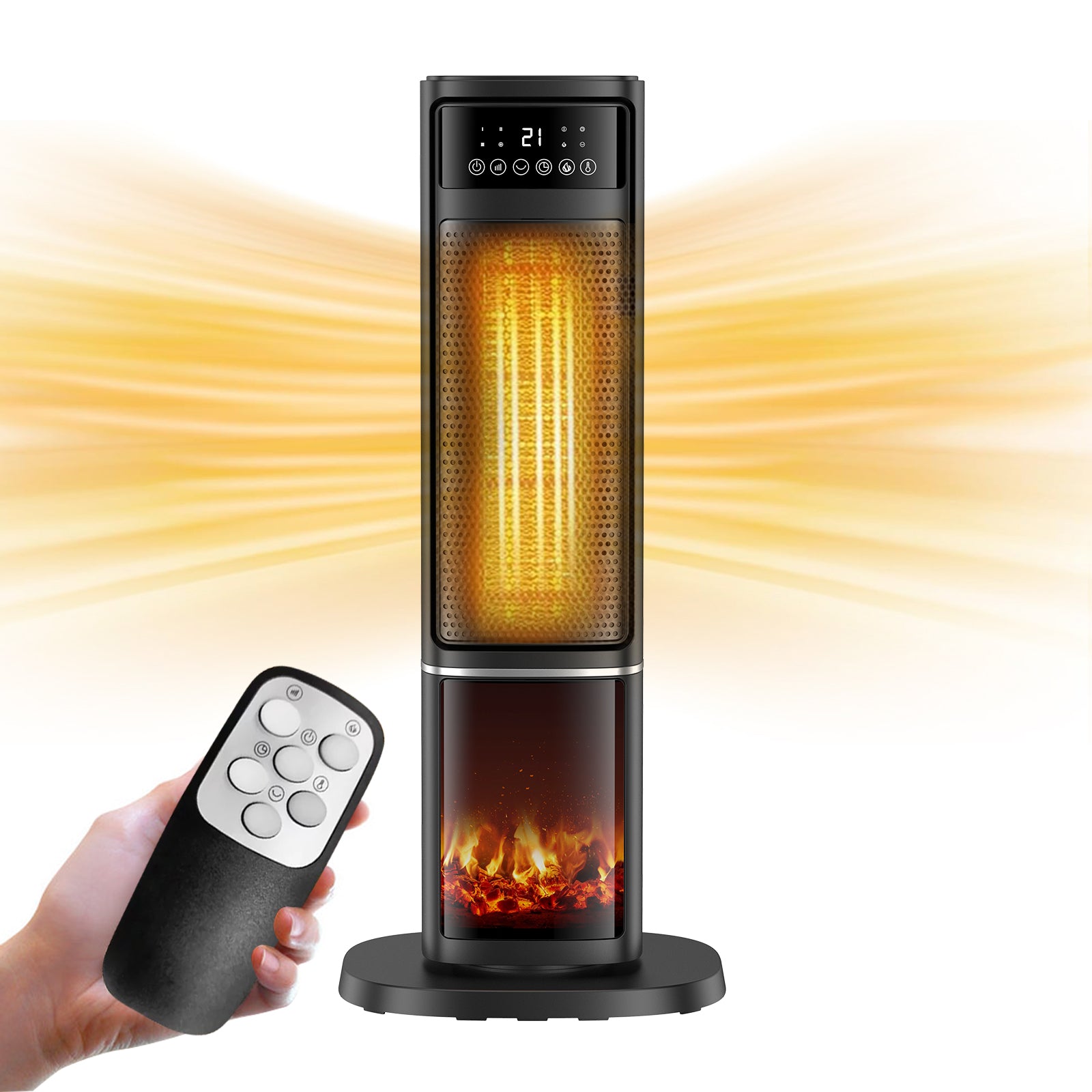 1500W Oscillating Ceramic Tower Electric Space Heater with Remote Control