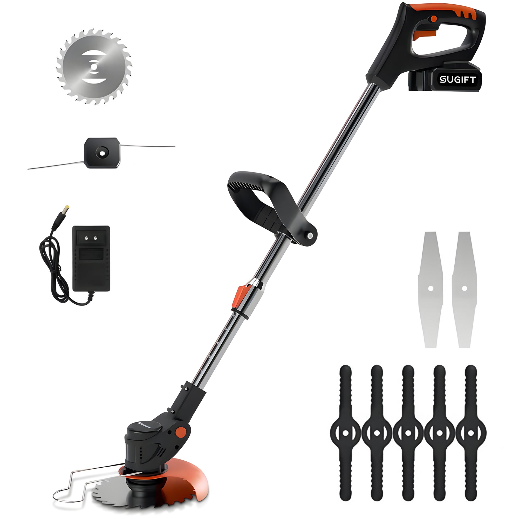 21V Cordless String Weeder & Edger Trimmer, Tiller Cultivator with Battery and Charger