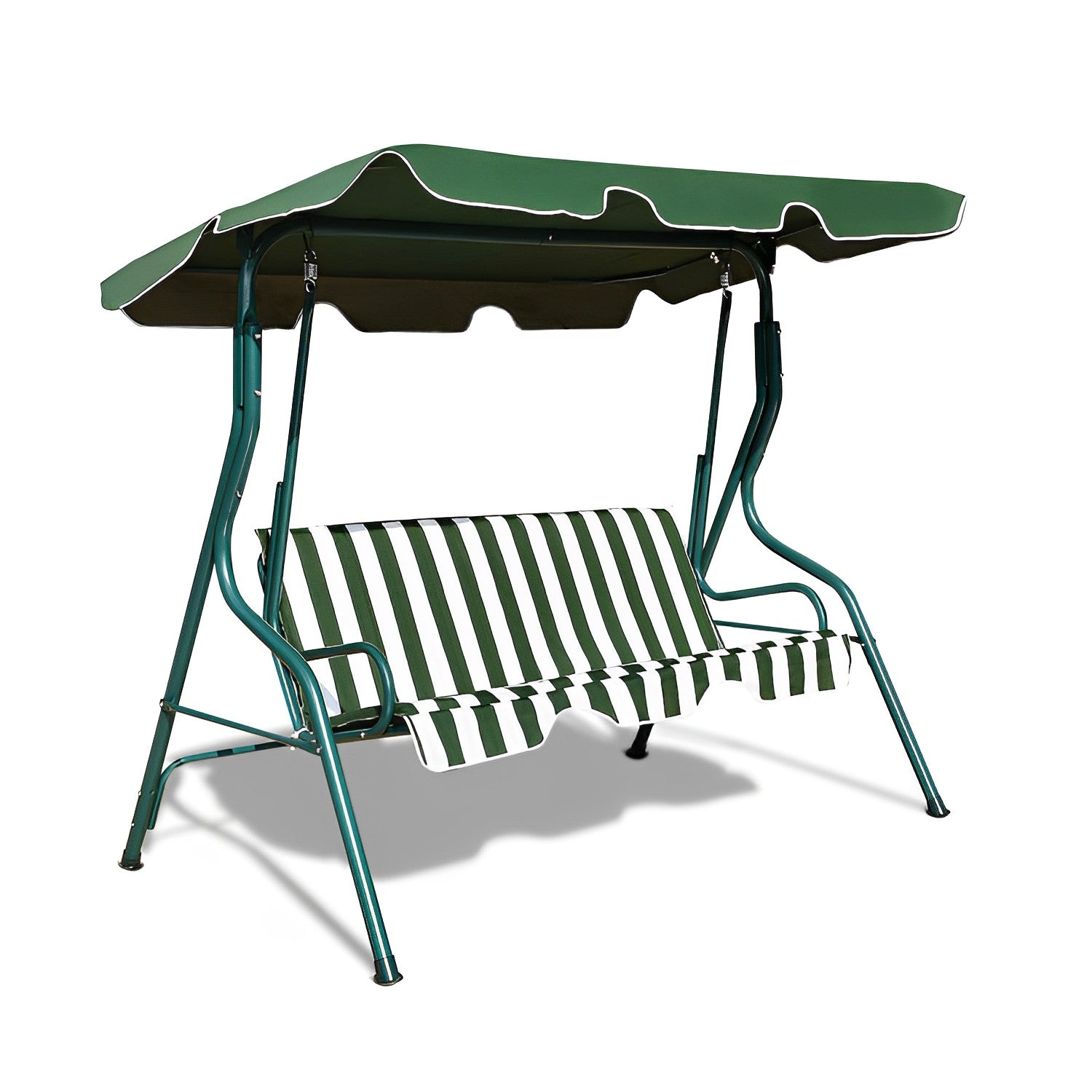 3 Seat Outdoor Patio Canopy Swing with Cushioned Steel Frame