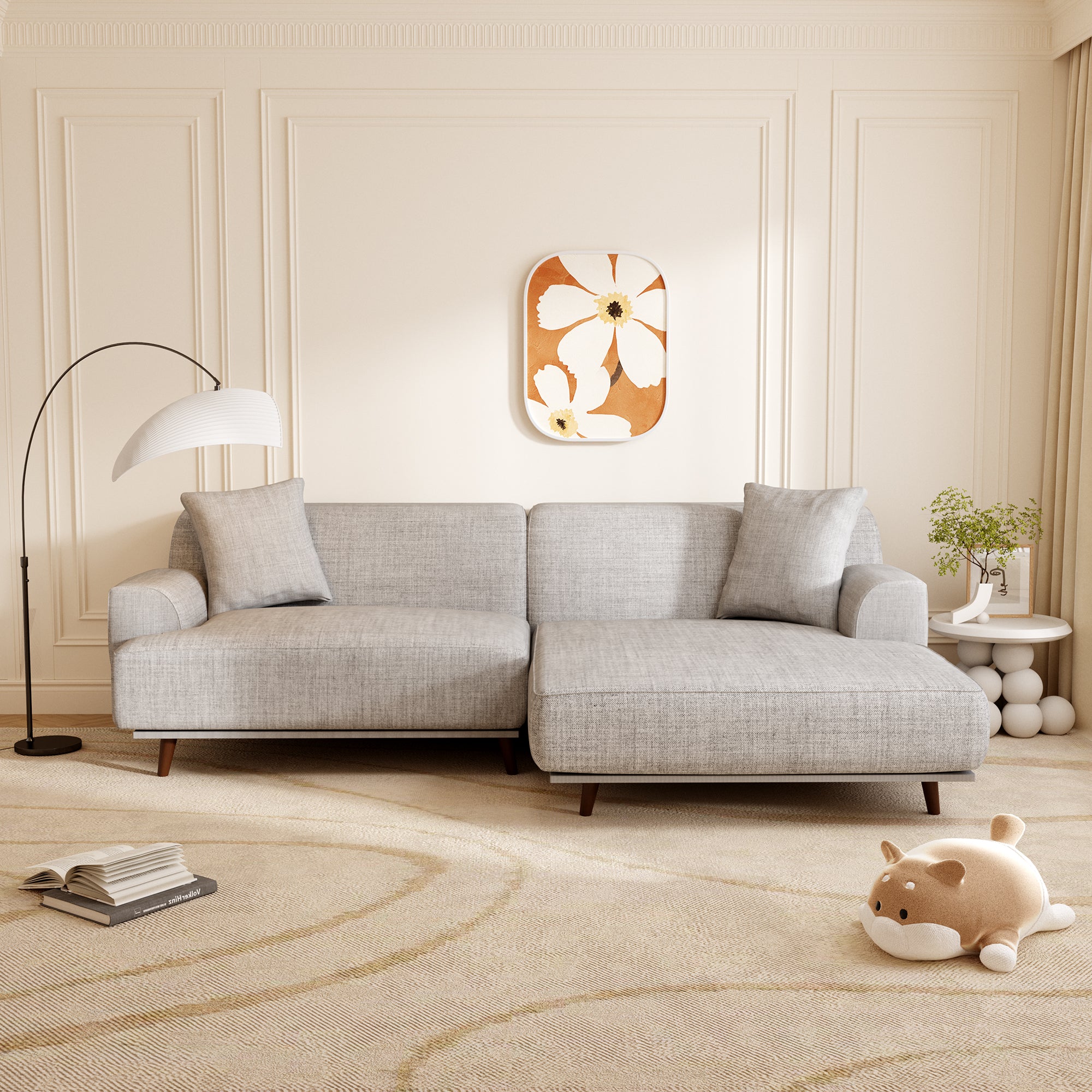 2-Piece Sofa Couch Upholstered L-Shape Sectional Sofas Sets for Living Room