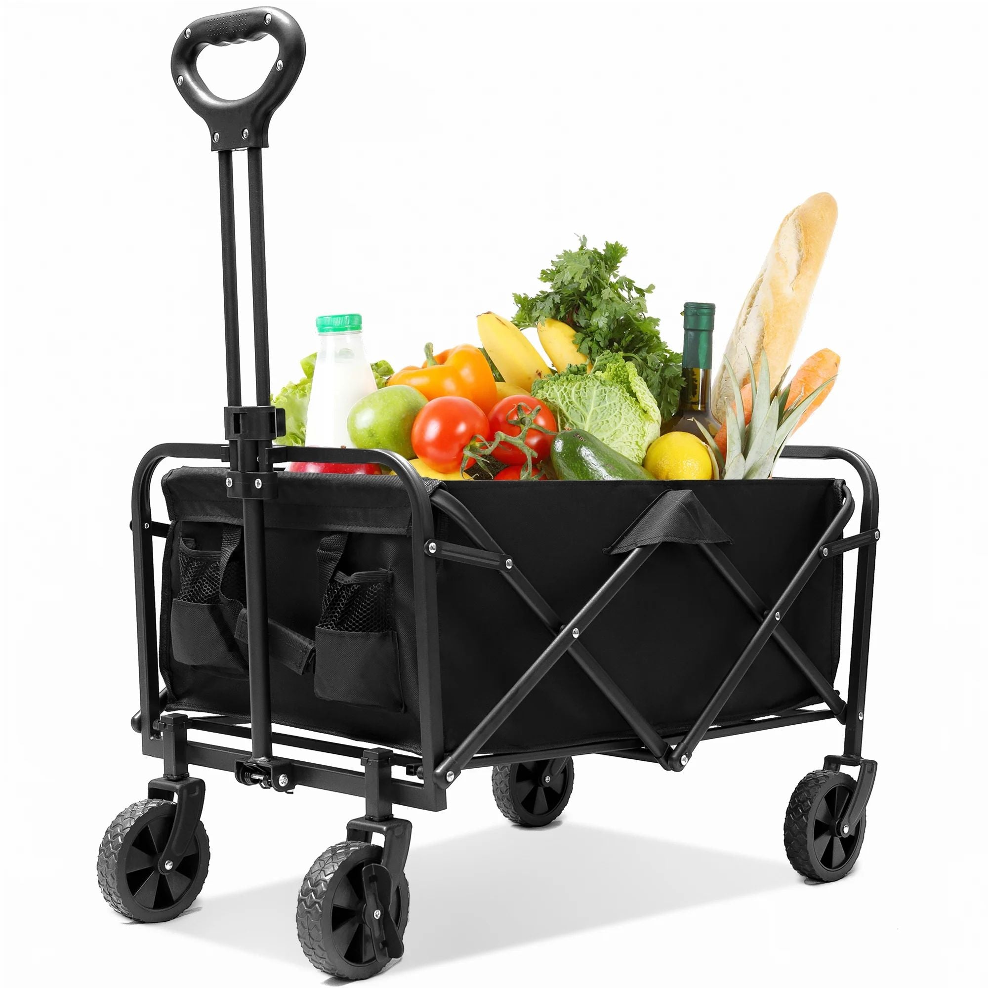34.5-inch Folding Wagon Cart Multipurpose Large Wagon Bucket Cart