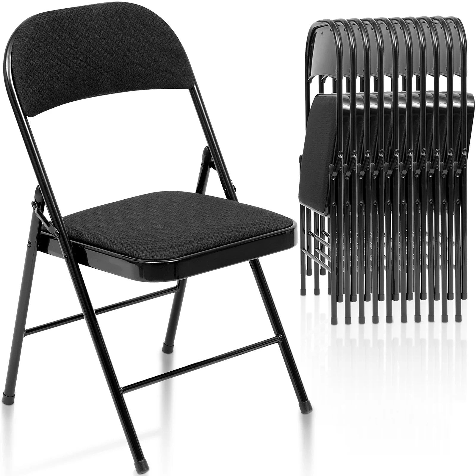 10-Pack Folding Chair Fabric Upholstered Padded Seat Metal Frame for Home Office Dining Room