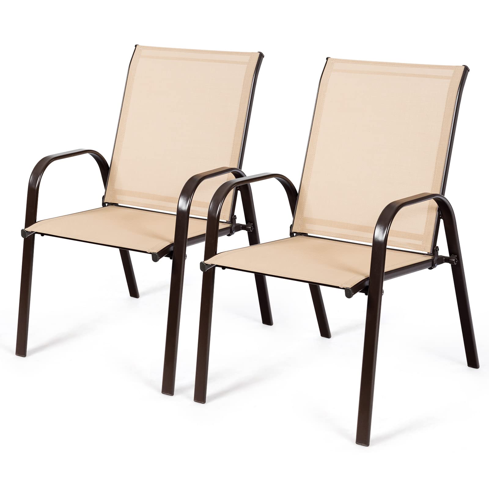 2 Pieces Patio Outdoor Dining Chair with Armrest