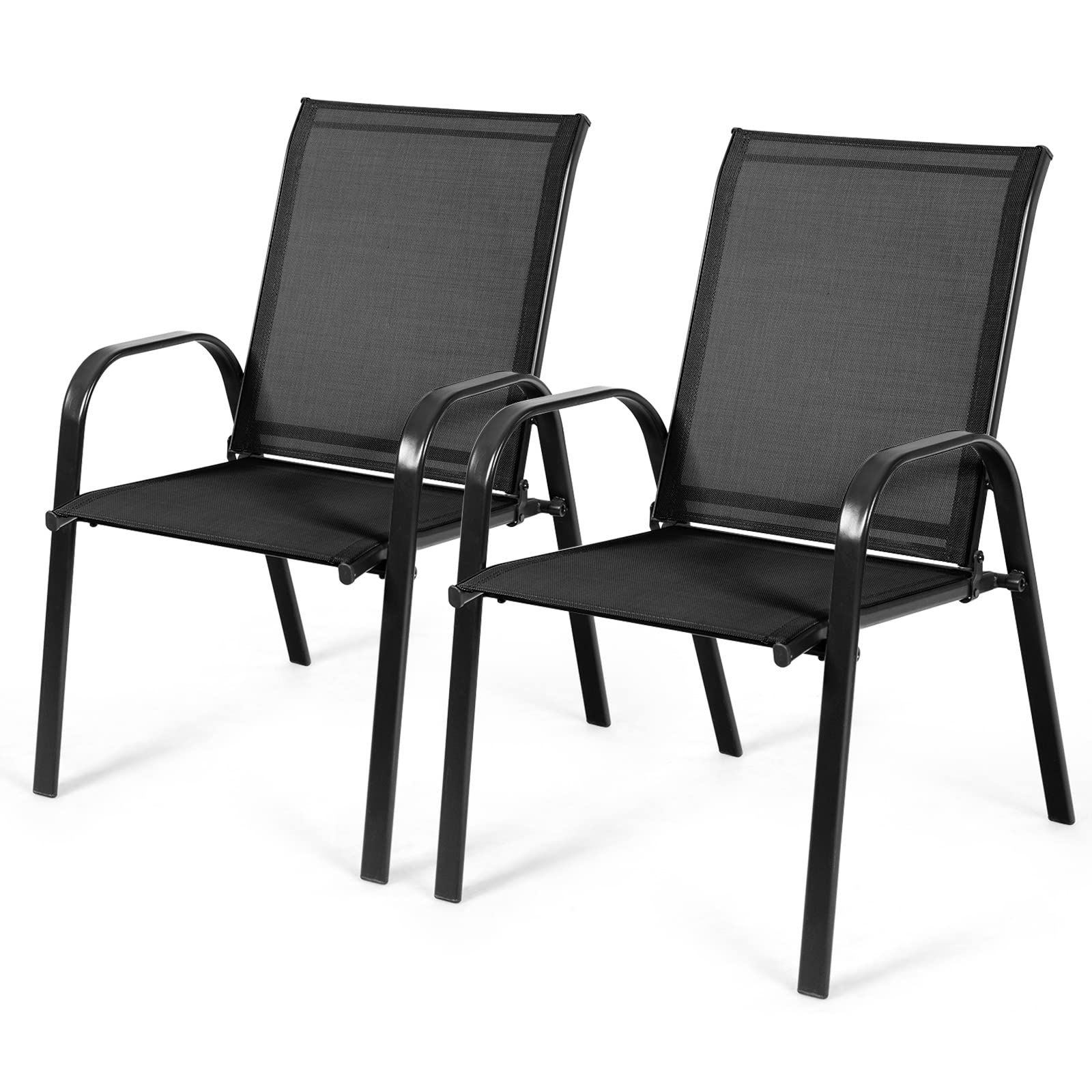 2 Pieces Patio Outdoor Dining Chair with Armrest
