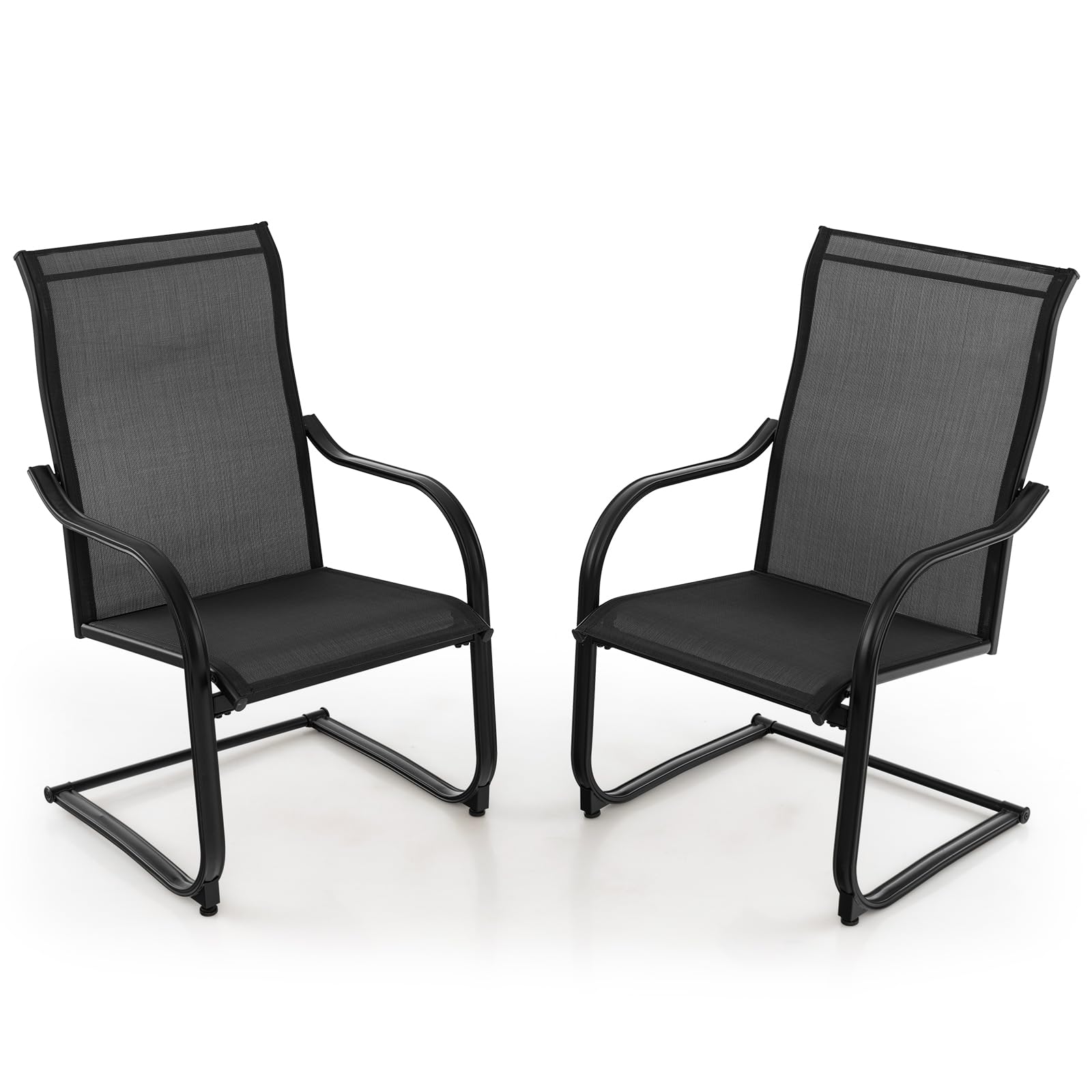 SUGIFT 2 Pieces C-Spring Motion Patio Dining Chairs with Breathable Fabric