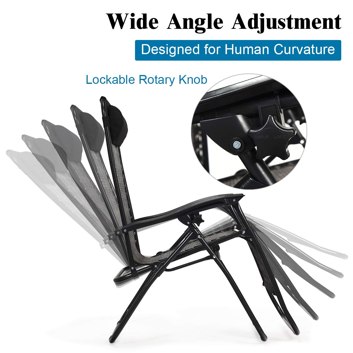 SUGIFT Folding Rattan Zero Gravity Lounge Chair with Removable Head Pillow