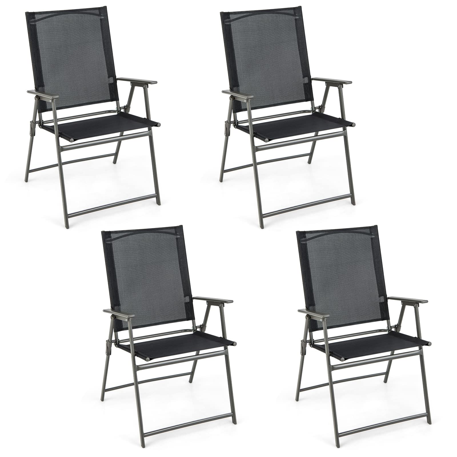 SUGIFT Set of 4 Patio Folding Chair Set with Rustproof Metal Frame
