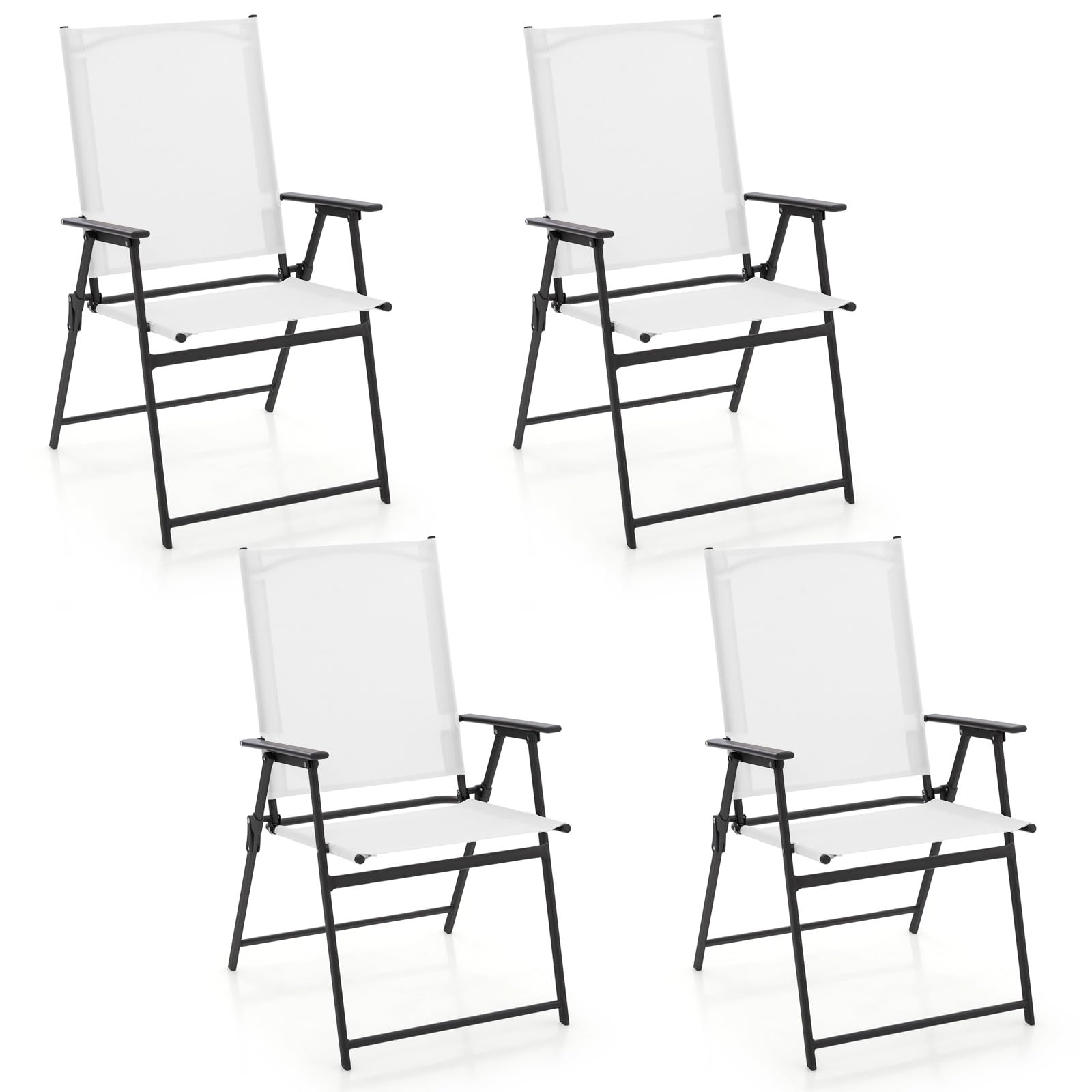 SUGIFT Set of 4 Patio Folding Chair Set with Rustproof Metal Frame