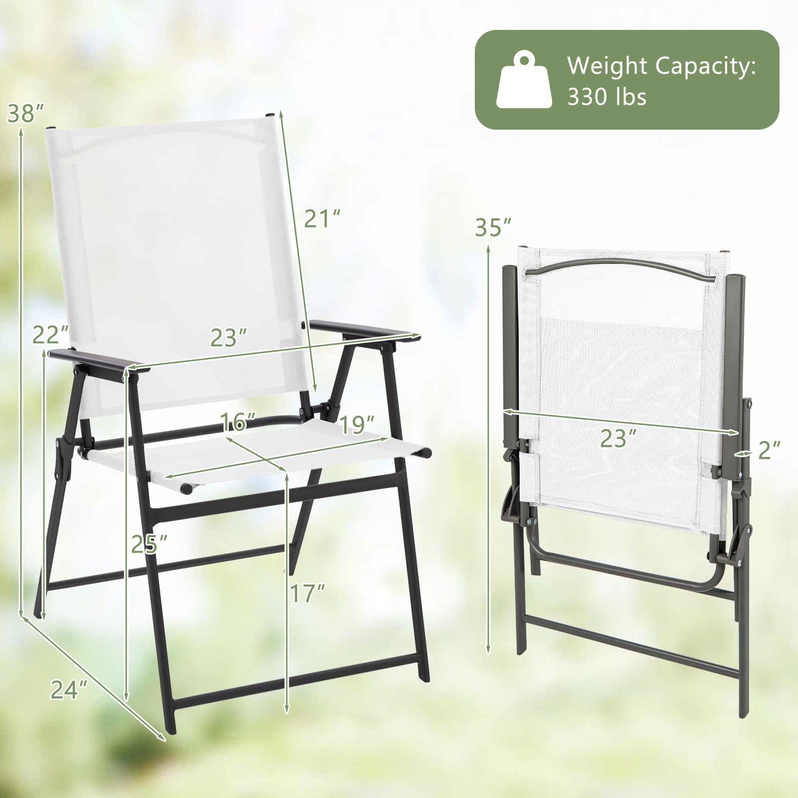 SUGIFT Set of 4 Patio Folding Chair Set with Rustproof Metal Frame
