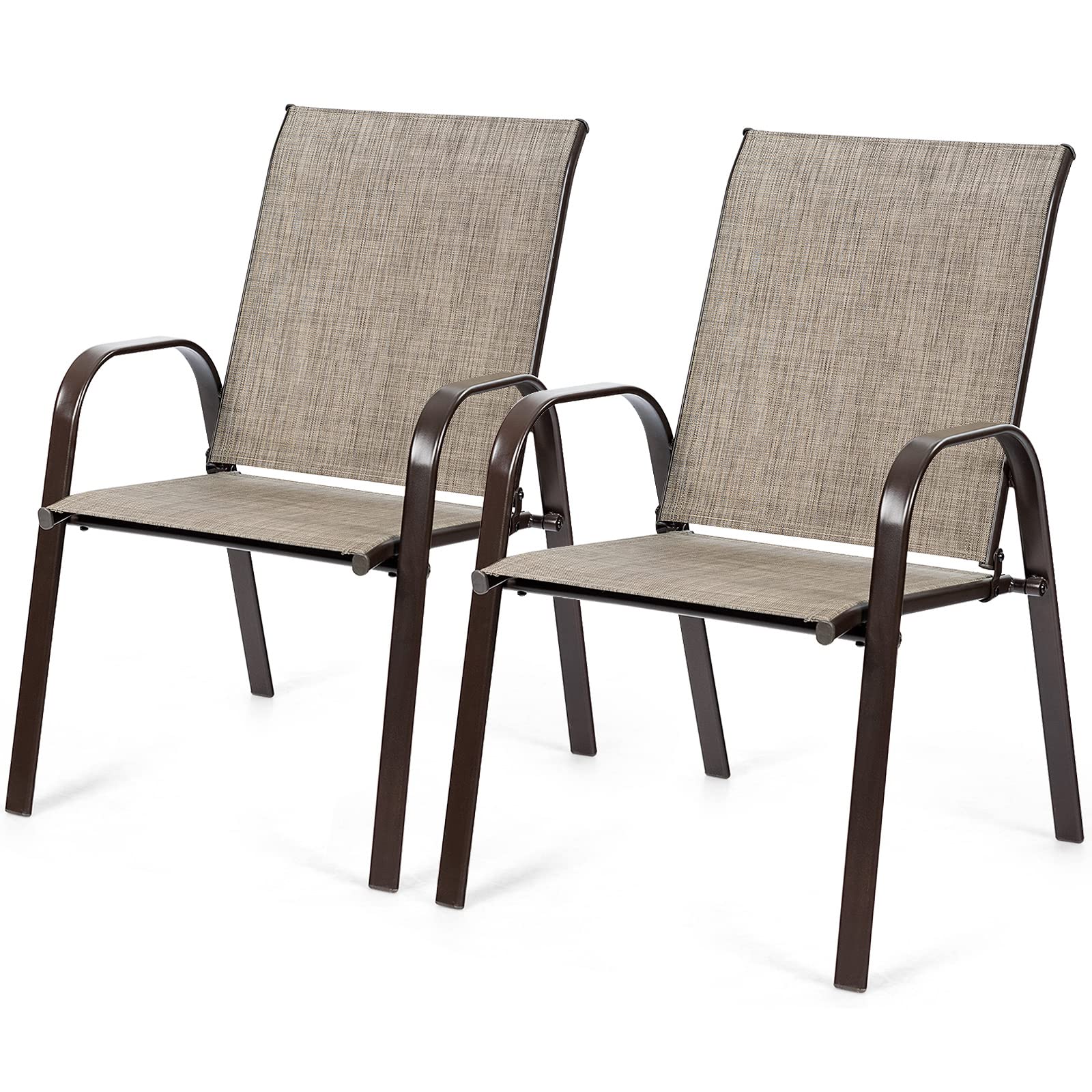 2 Pieces Patio Outdoor Dining Chair with Armrest