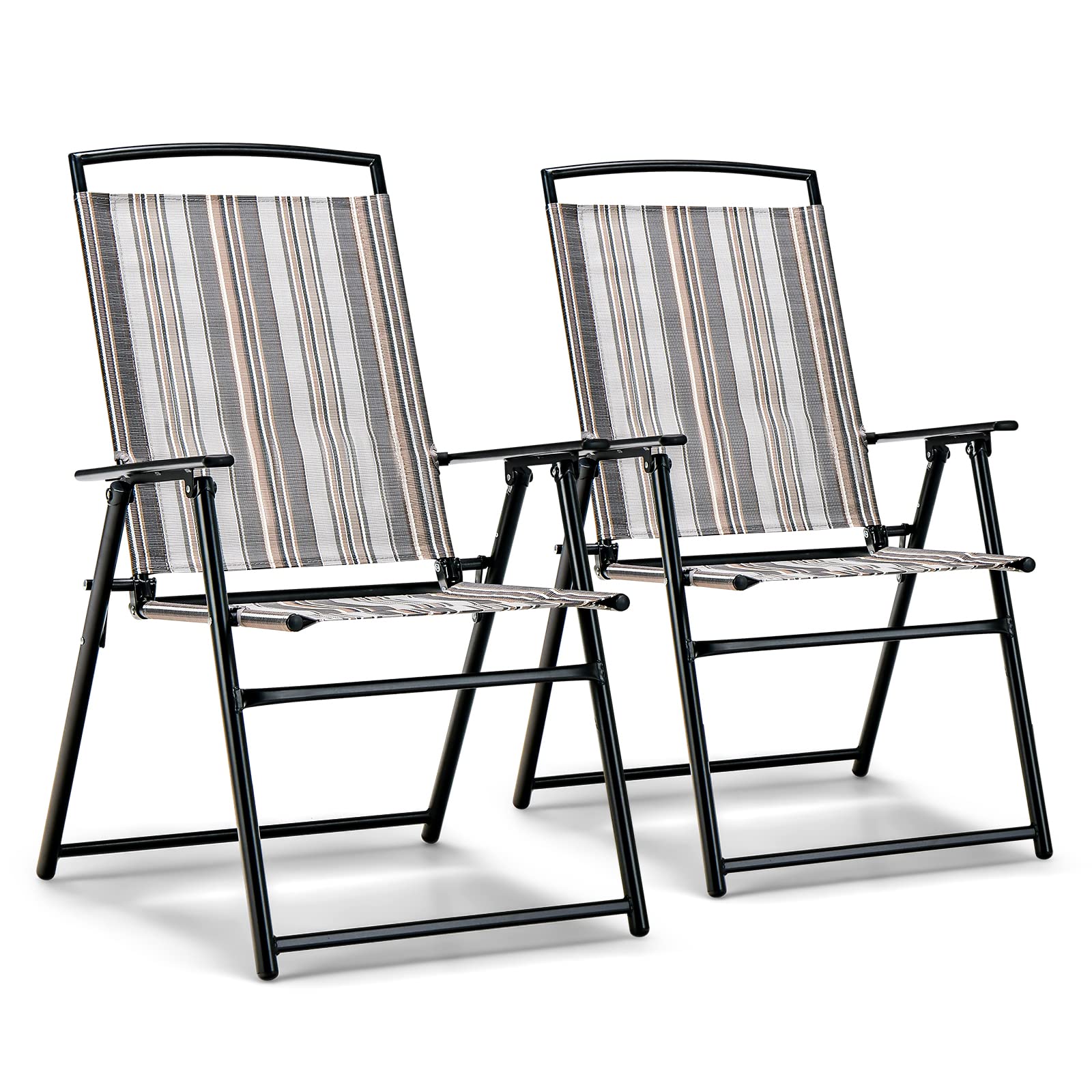 SUGIFT Set of 2 Patio Folding Sling Chairs Space-saving Dining Chair
