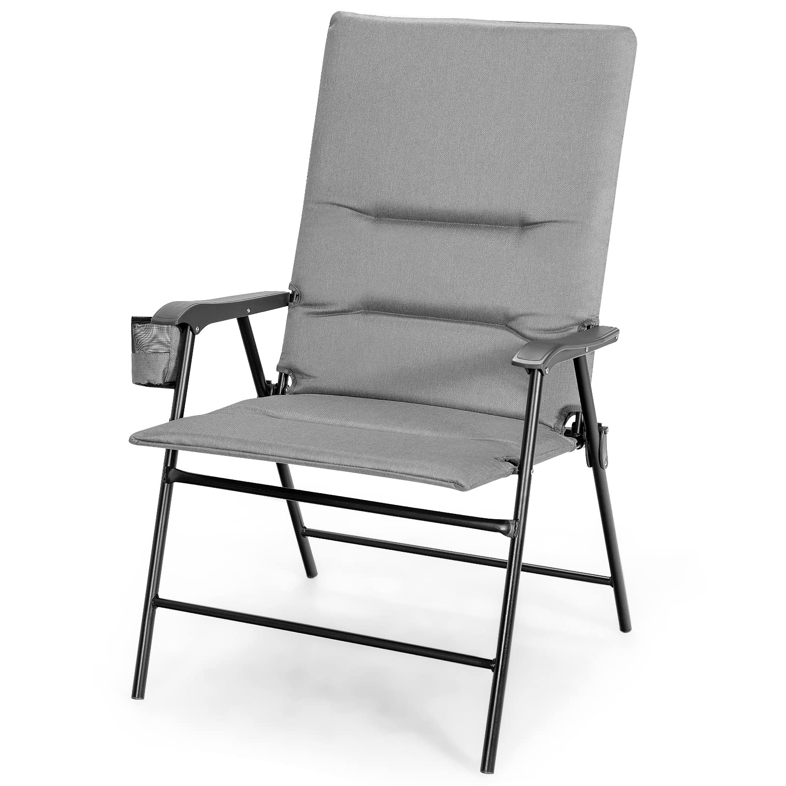 SUGIFT Patio Folding Padded Chair with High Backrest and Cup Holder