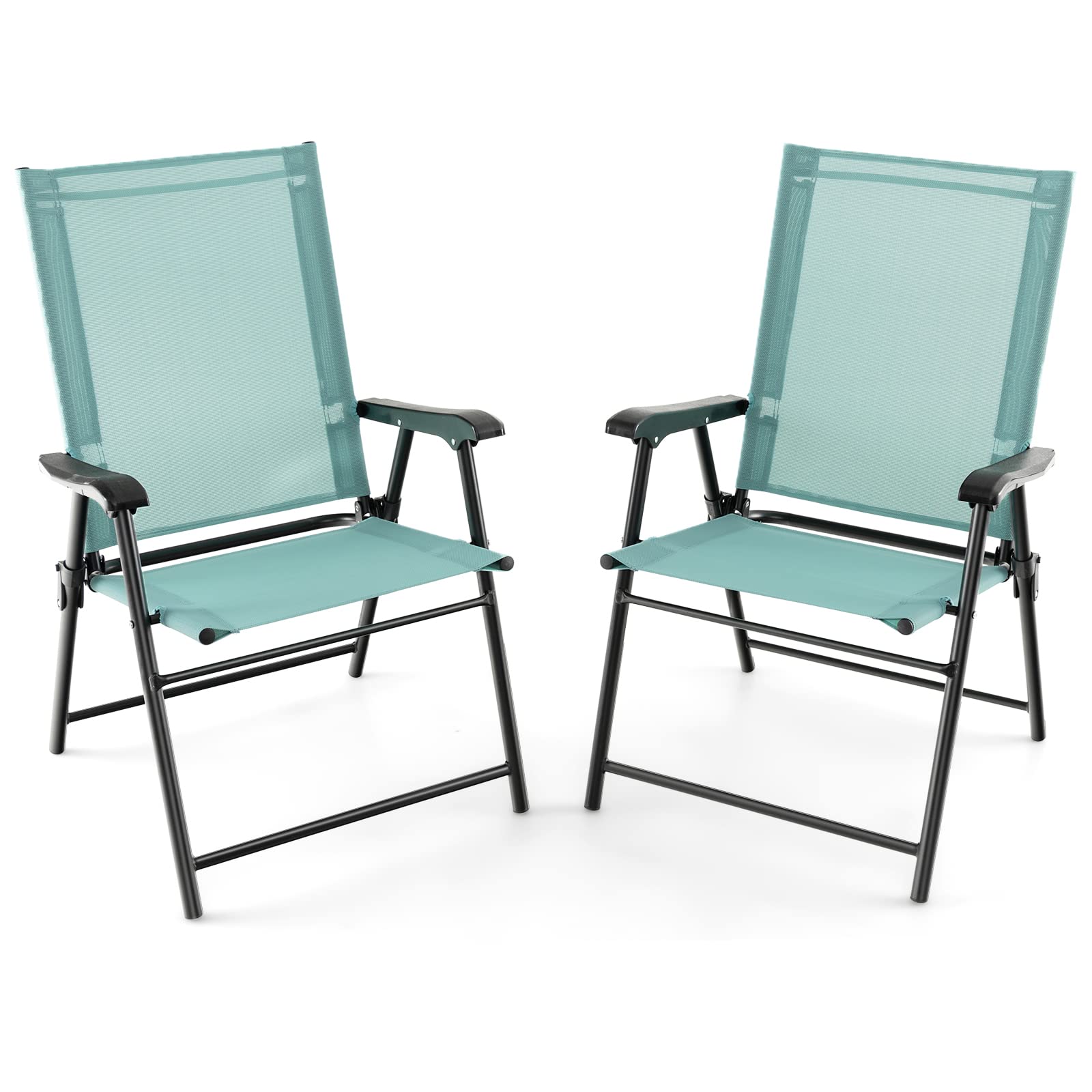 SUGIFT Patio Dining Chair Set of 2 with Armrests and Metal Frame