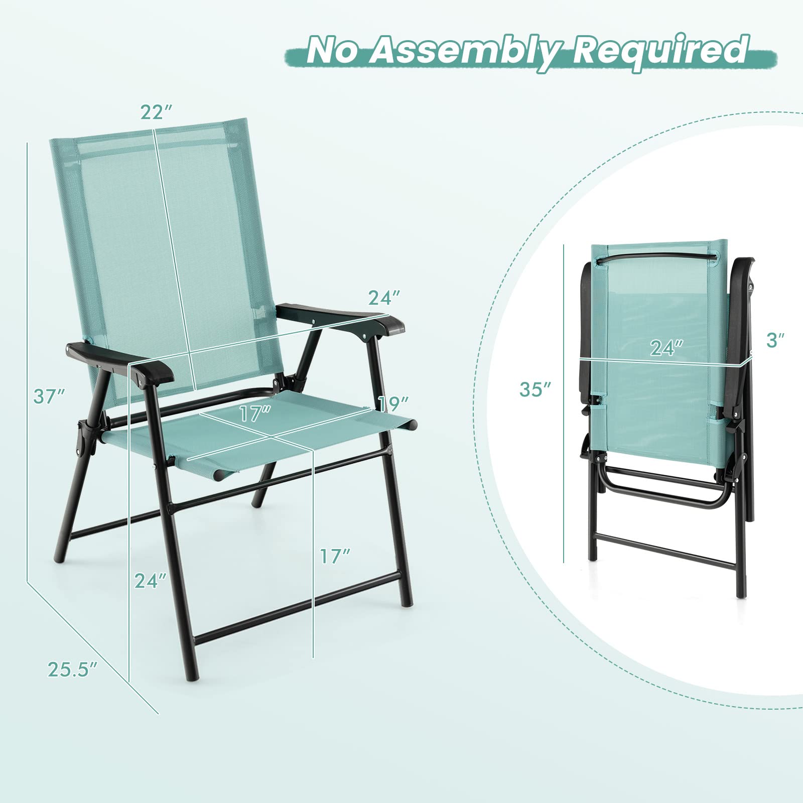 SUGIFT Patio Dining Chair Set of 2 with Armrests and Metal Frame