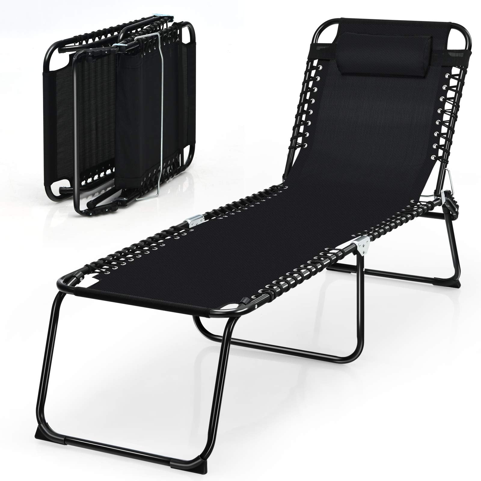 SUGIFT Foldable Recline Lounge Chair with Adjustable Backrest and Footrest
