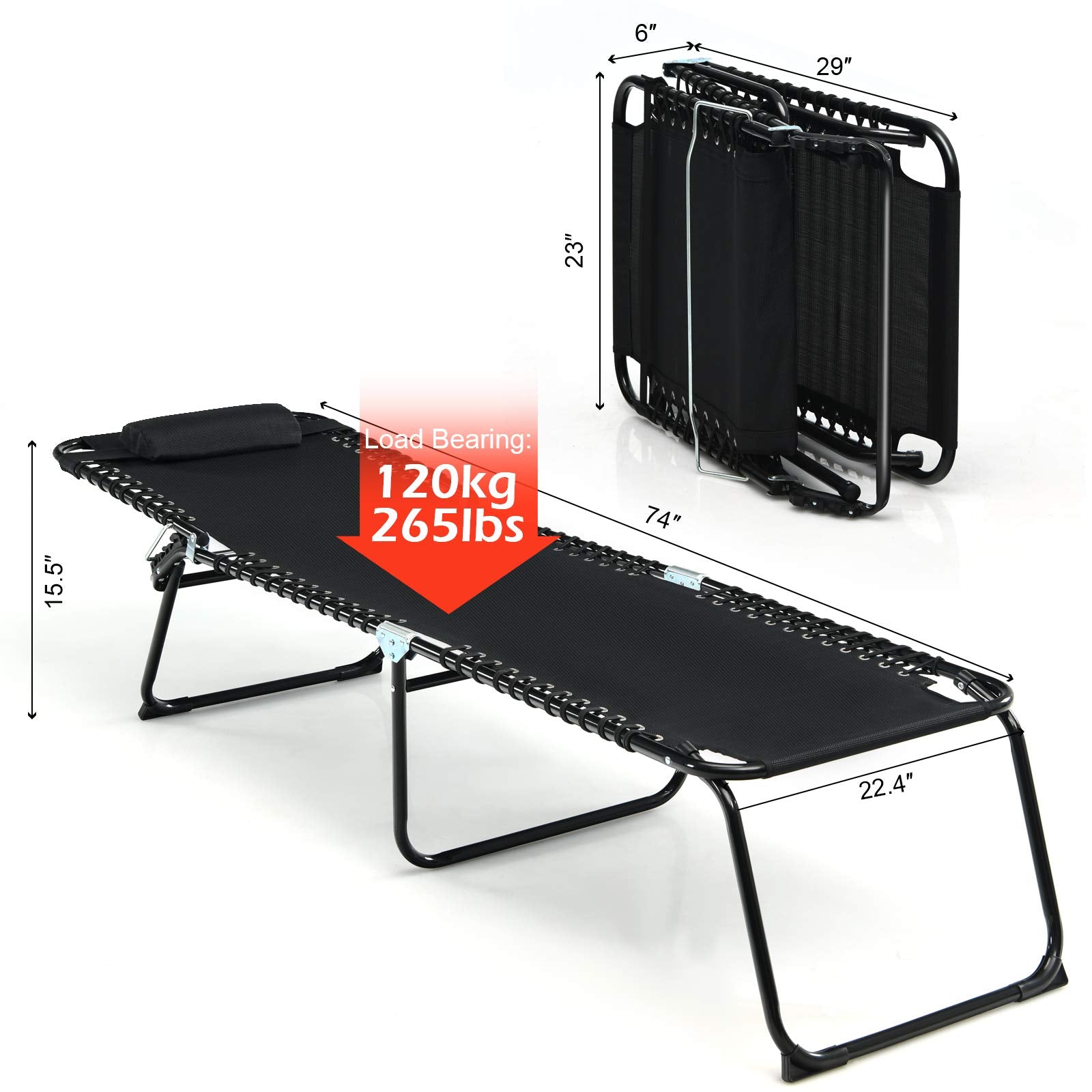 SUGIFT Foldable Recline Lounge Chair with Adjustable Backrest and Footrest