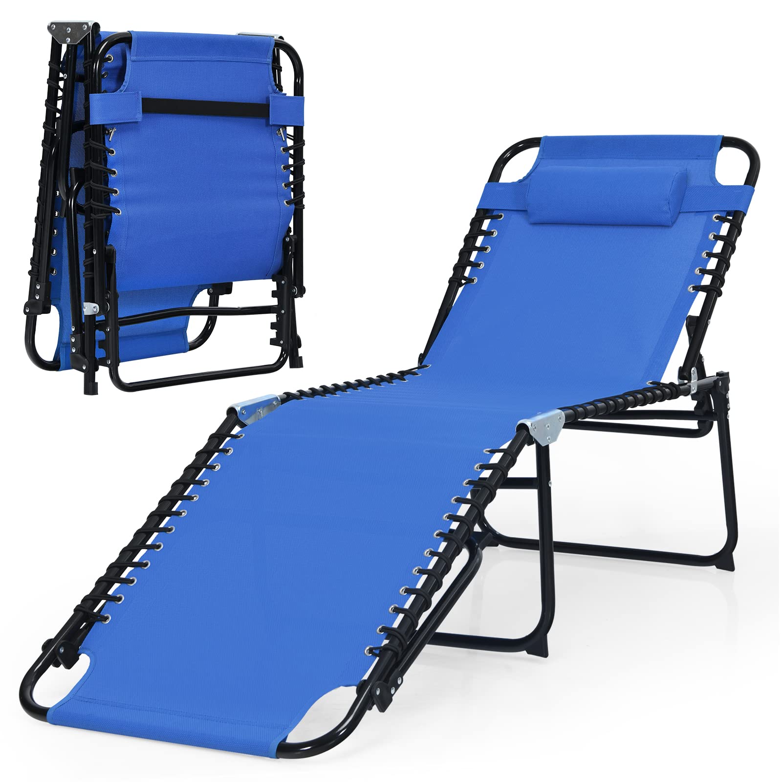 SUGIFT Foldable Recline Lounge Chair with Adjustable Backrest and Footrest