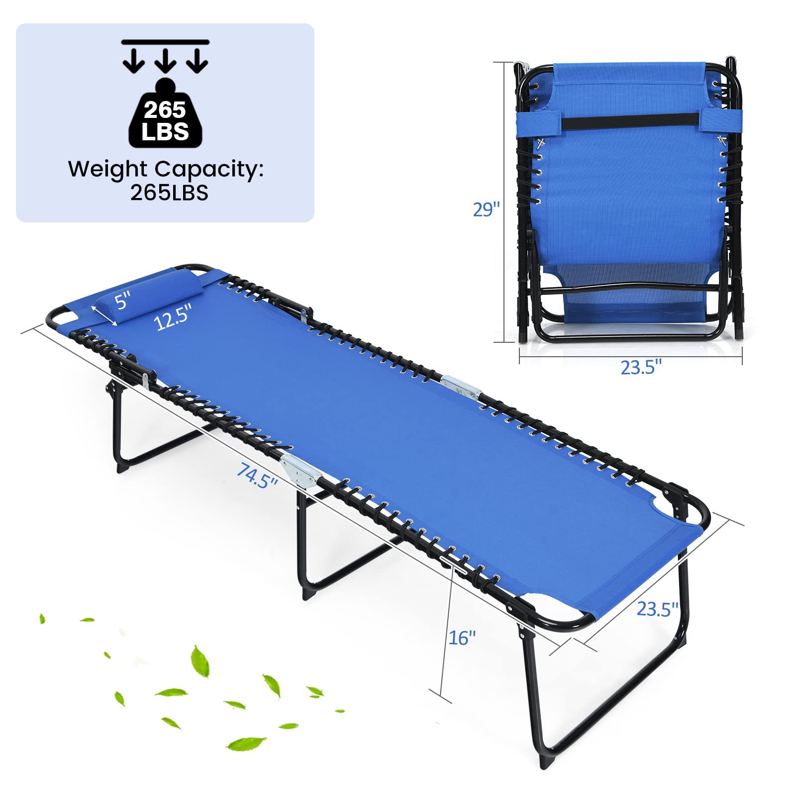 SUGIFT Foldable Recline Lounge Chair with Adjustable Backrest and Footrest