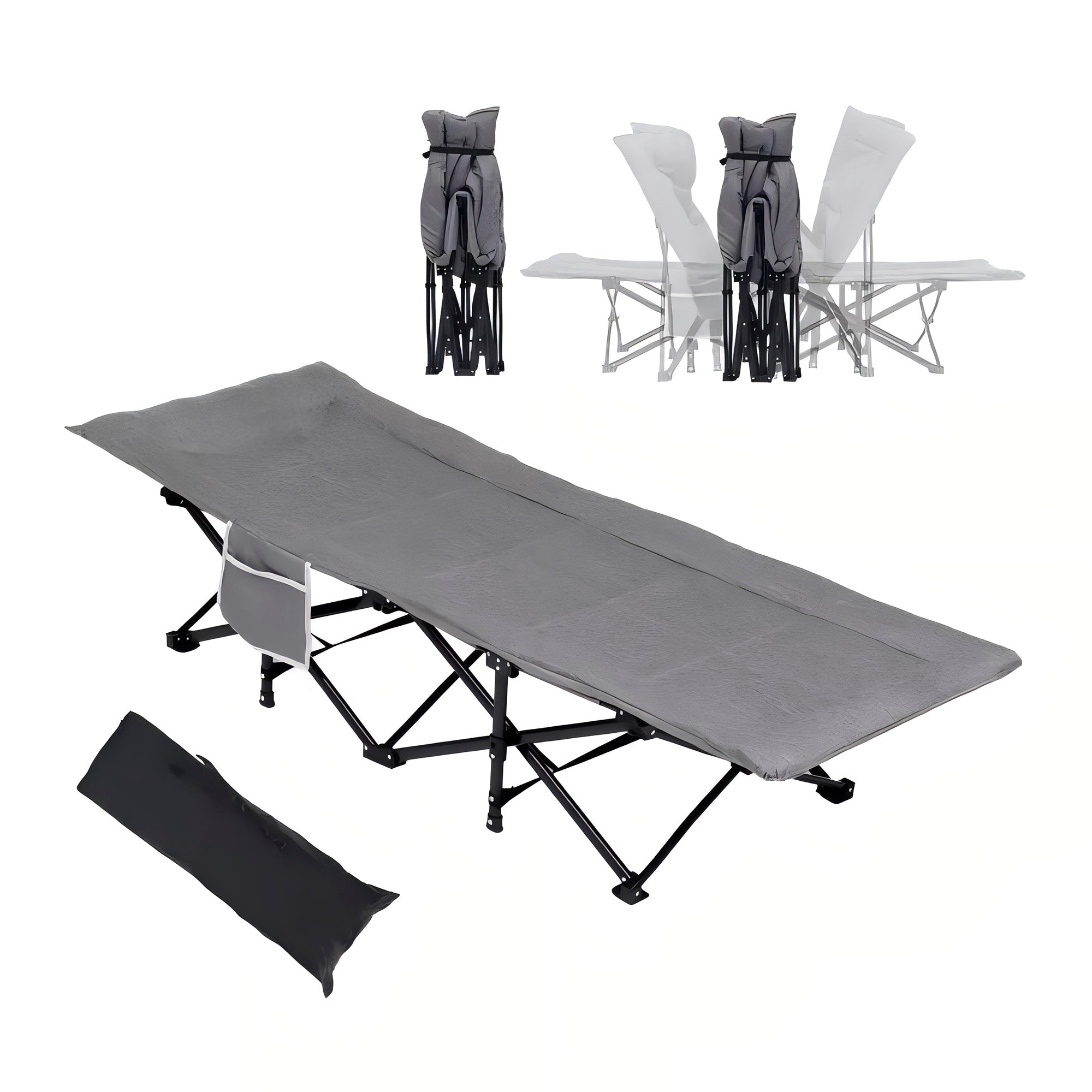 SUGIFT Heavy Duty Folding Camping Cot with Mattress and Carry Bag, Durable 1200D Oxford Outdoor Bed