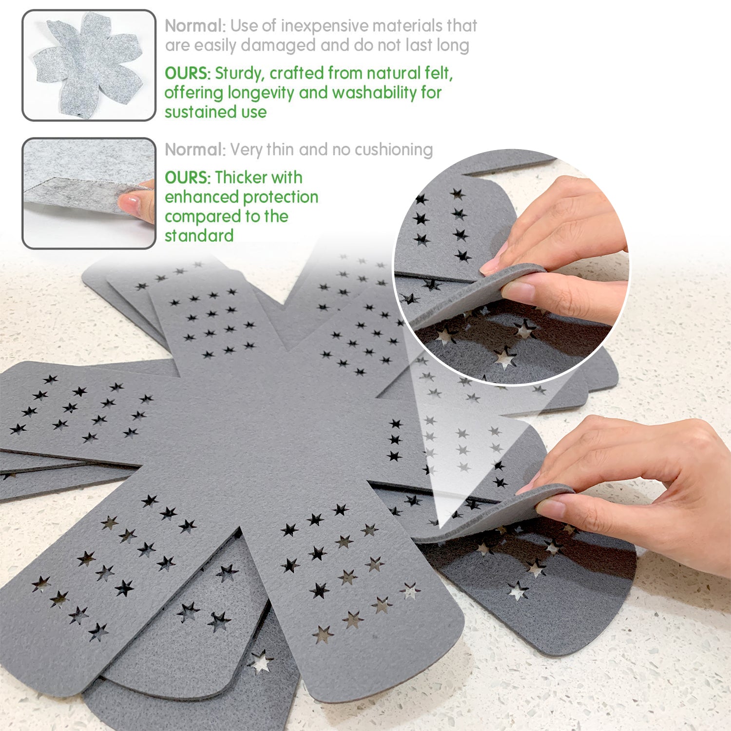 3-Piece Shearable Heat Resistant Thickening Cookware Pot & Pan Protectors