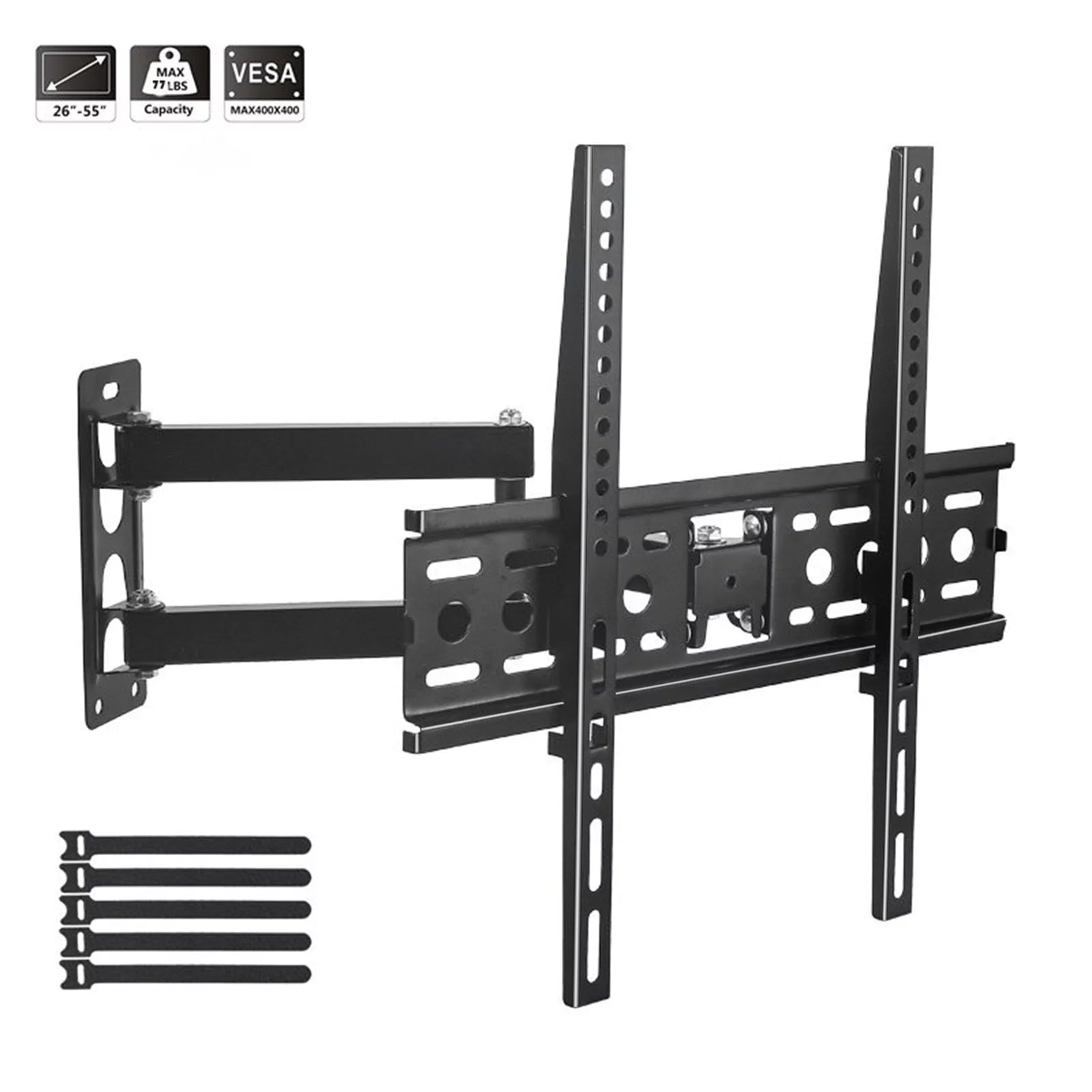 26inch- 55inch Full Motion TV Wall Mount, Media Console, 77 lbs