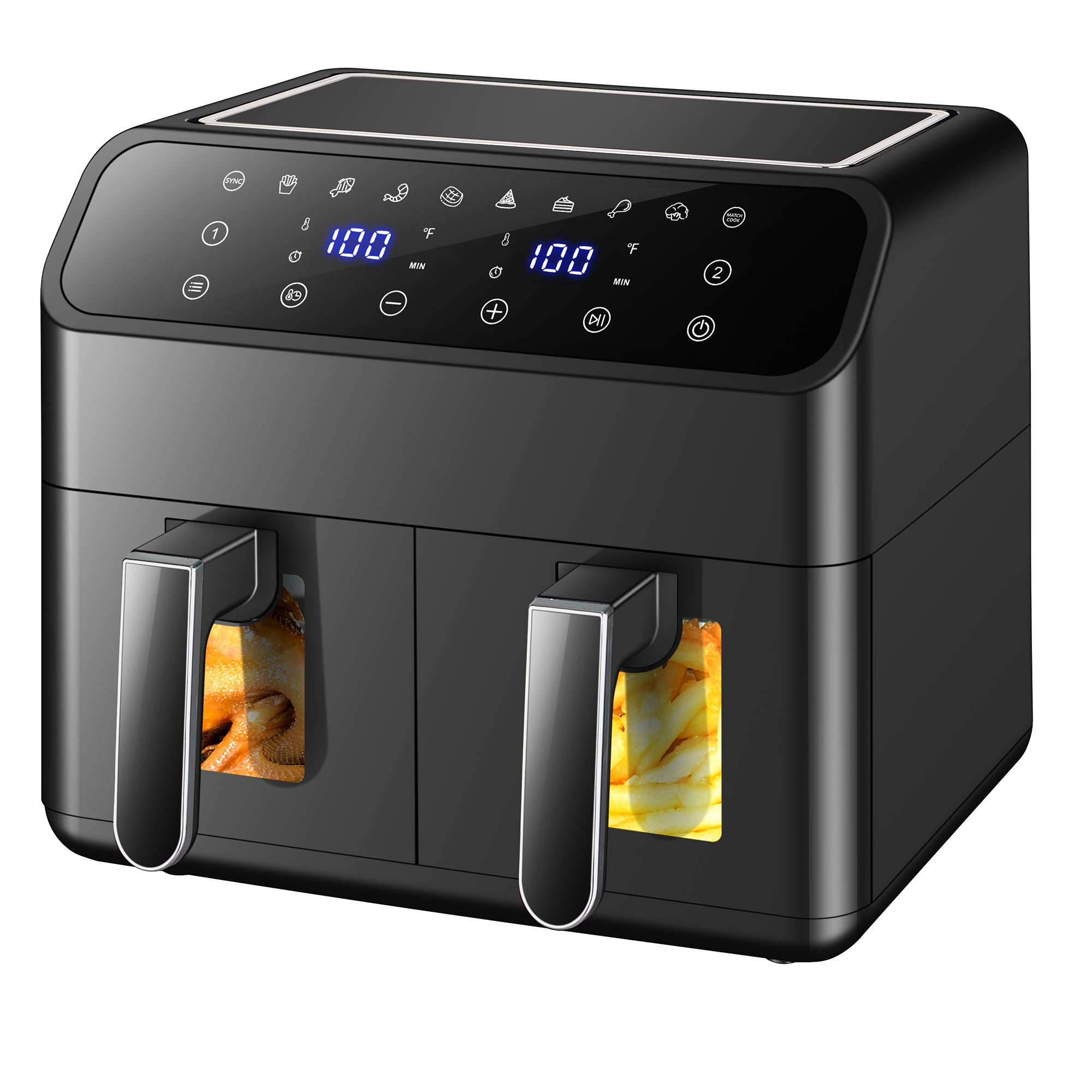 SUGIFT Air Fryer with 2 Baskets, 8 QT Dual Basket AirFryer with Clear Windows