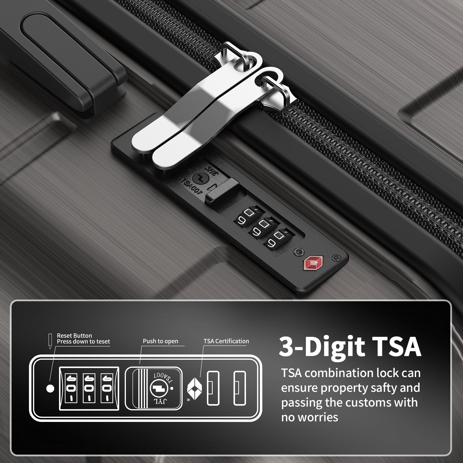 3-Piece ABS & PC Luggage Set Hardside Lightweight Spinner Suitcase Carry,20in/24in/28in