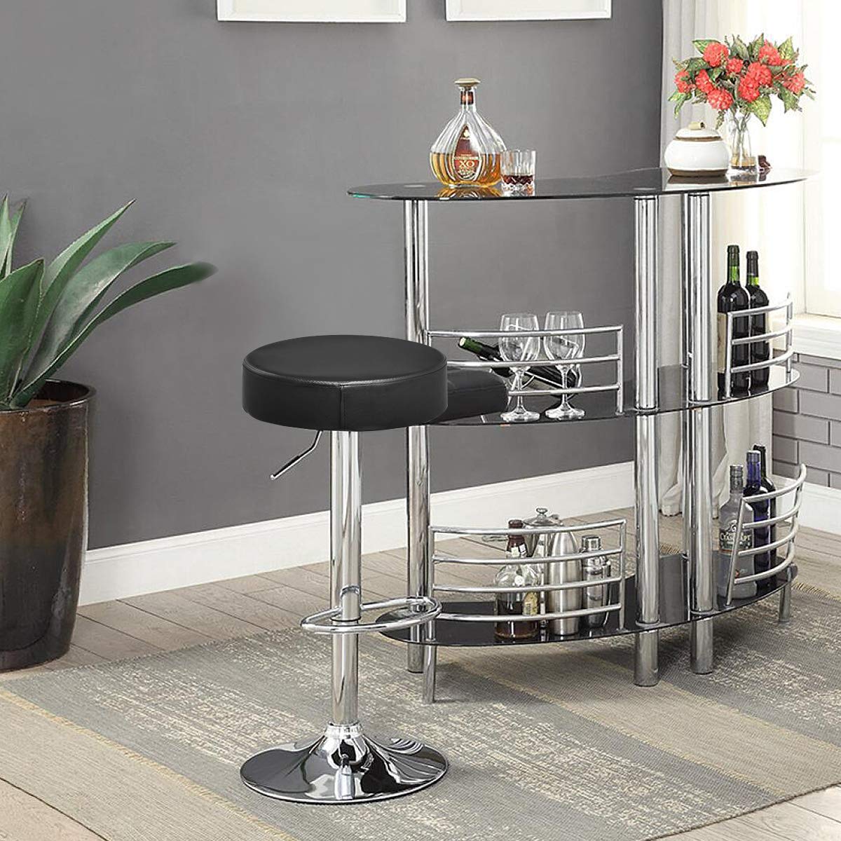 1 Piece Round Bar Stool Adjustable Swivel Pub Chair