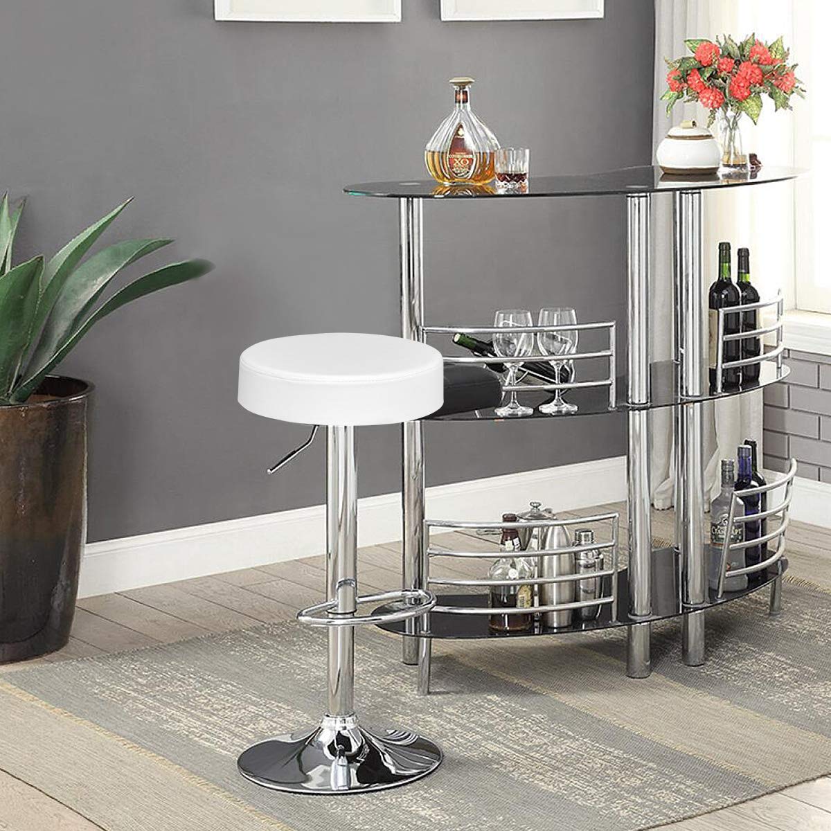 1 Piece Round Bar Stool Adjustable Swivel Pub Chair