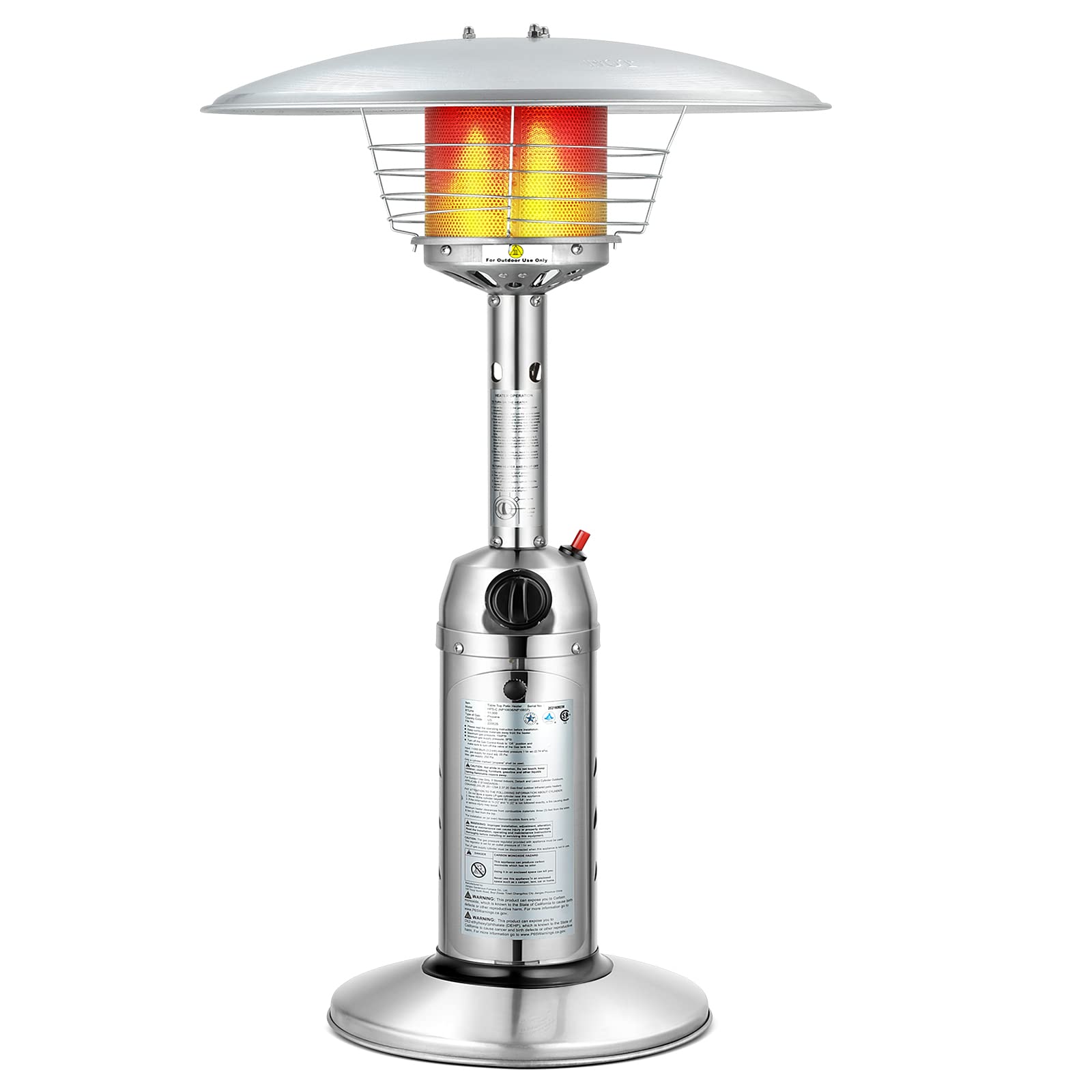 11 000BTU Portable Tabletop Patio Stainless Steel Standing Propane Heater