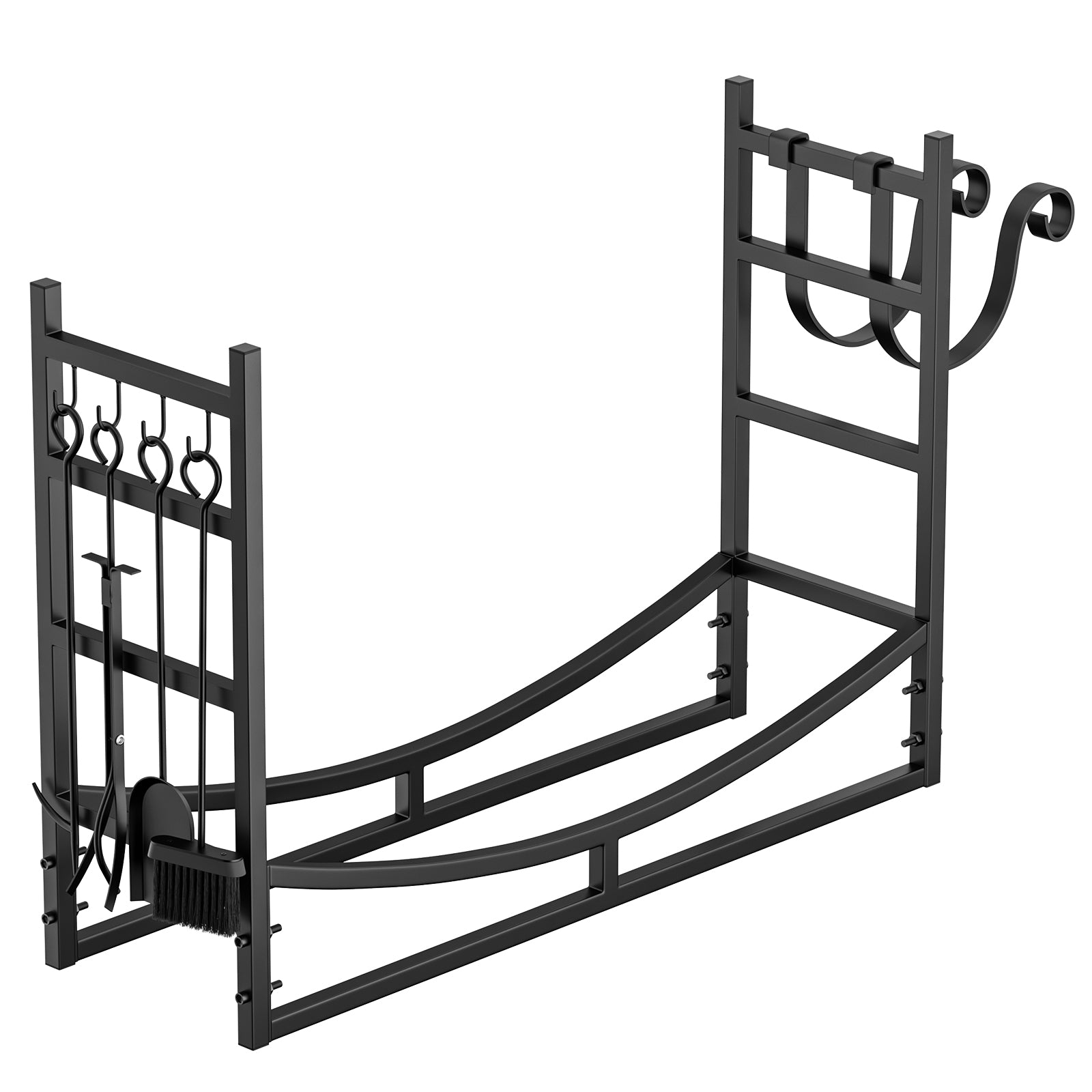 SUGIFT 33.5in Steel Firewood Rack Fireplace Log Holder with Fireplace Tools