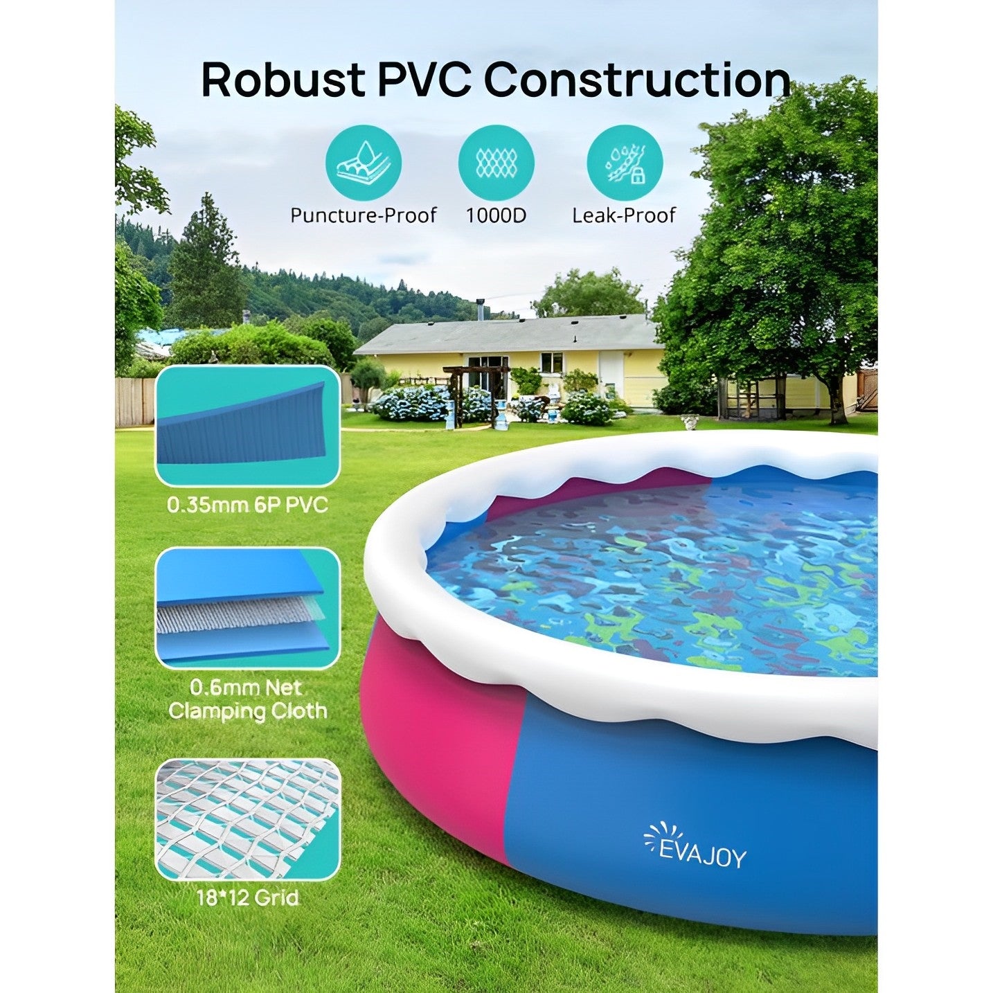 18ft x 48in Inflatable Swimming Pool Include Filter Pump, Ground Cloth and Cover
