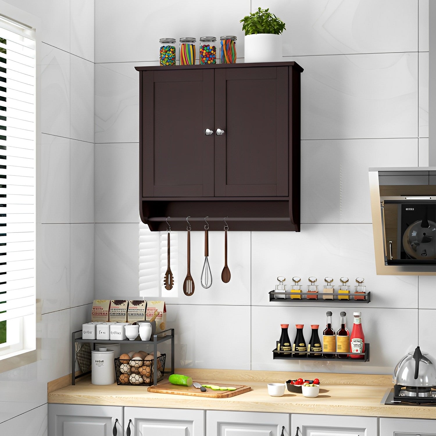 Wall Mounted Bathroom Storage Medicine Cabinet with Towel Bar