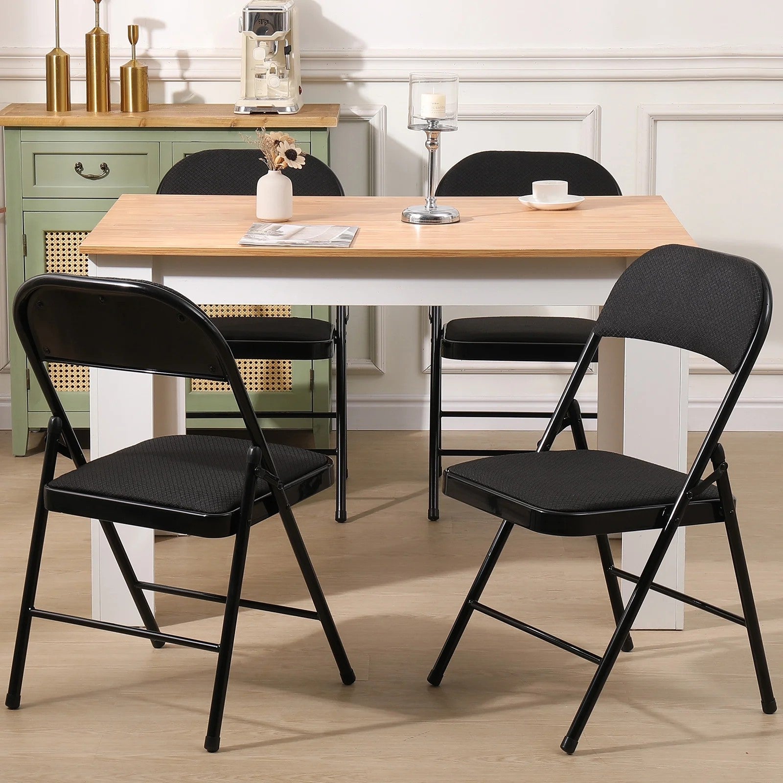 10-Pack Folding Chair Fabric Upholstered Padded Seat Metal Frame for Home Office Dining Room