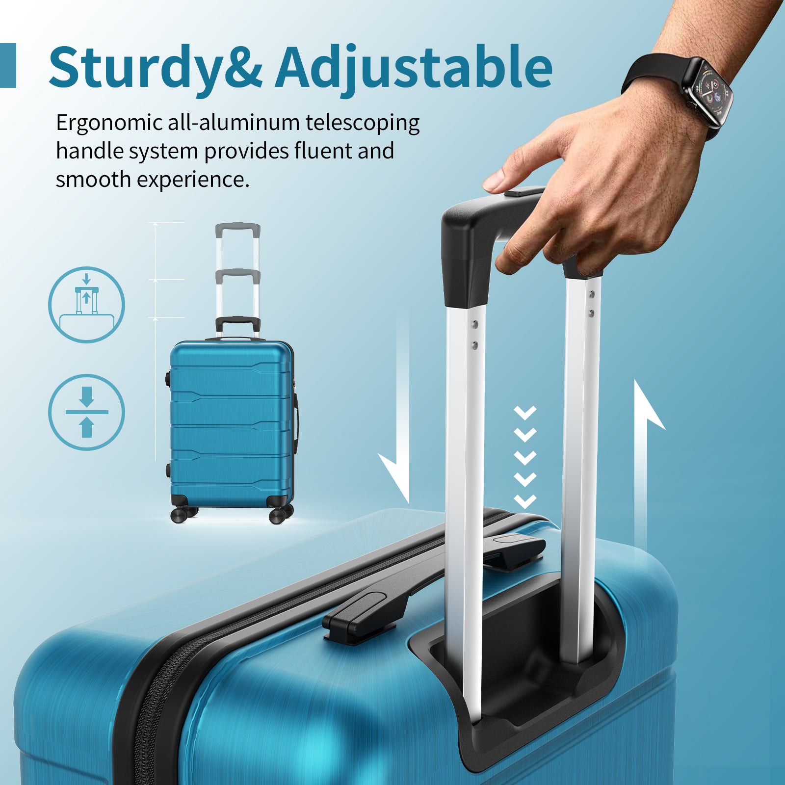 3 Piece ABS + PC Hardside Luggage Set with Spinner Wheels and TSA Lock Thickened 0.3MM