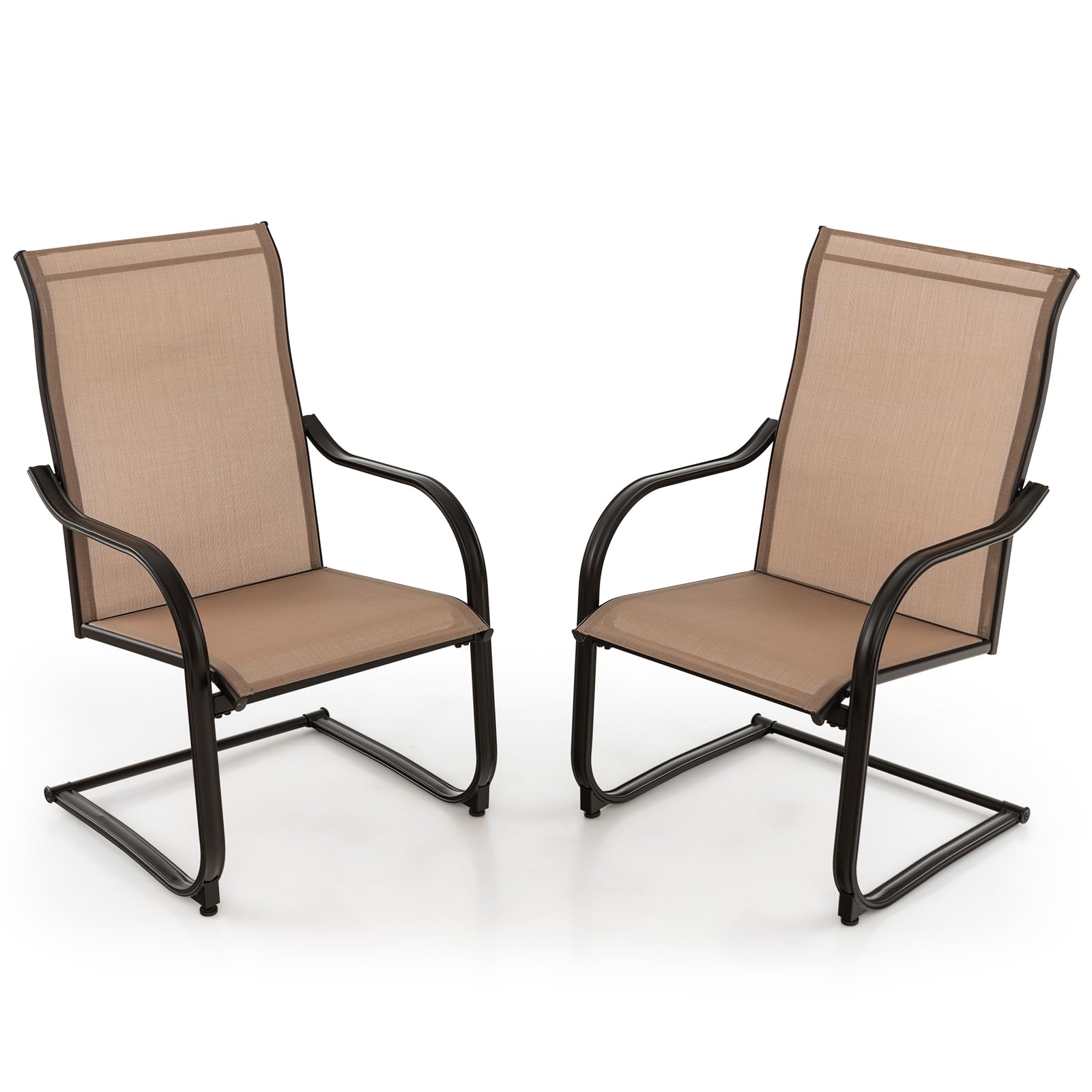 SUGIFT 2 Pieces C-Spring Motion Patio Dining Chairs with Breathable Fabric