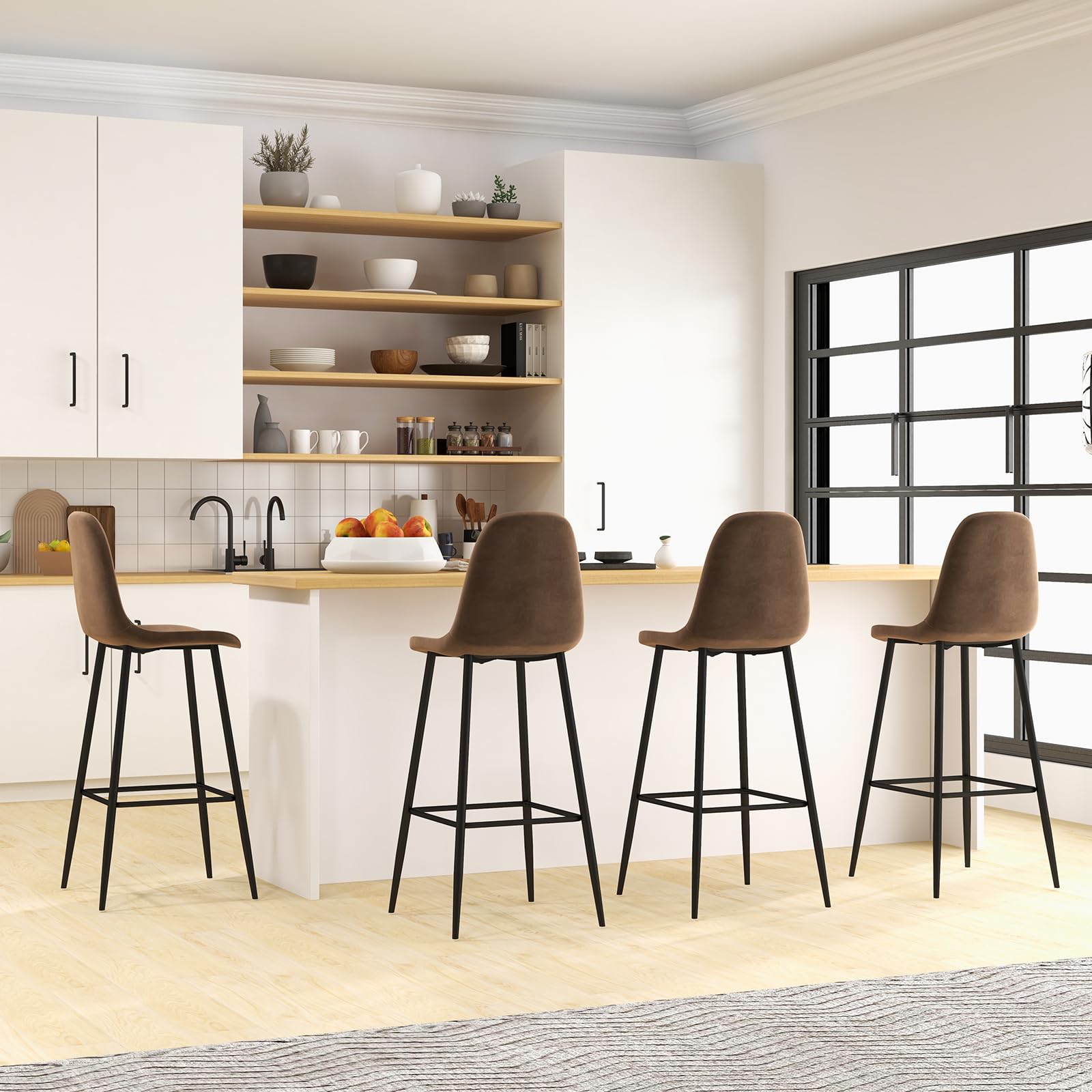 29.5 Inches High Back Bar Stools Set of 2