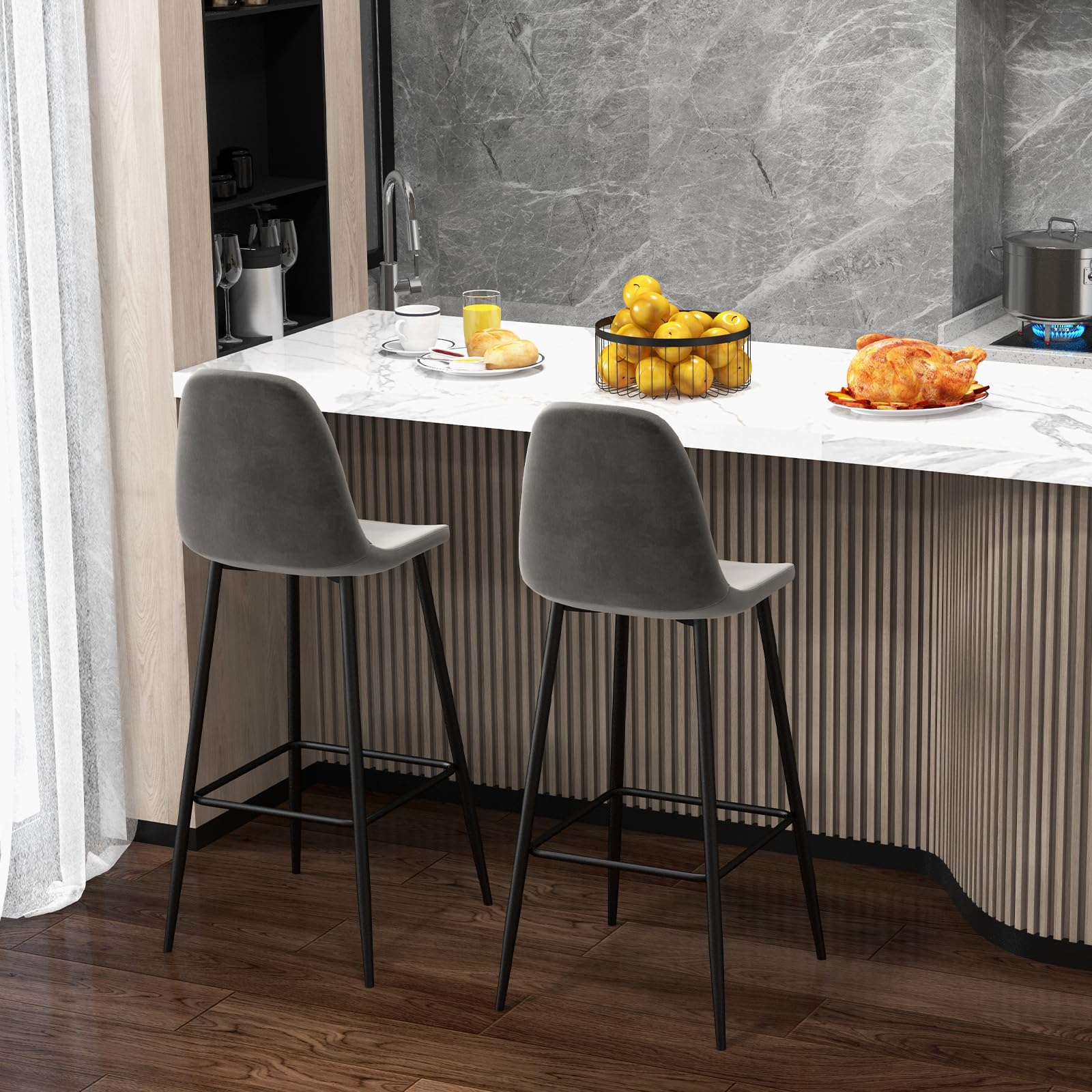 29.5 Inches High Back Bar Stools Set of 2