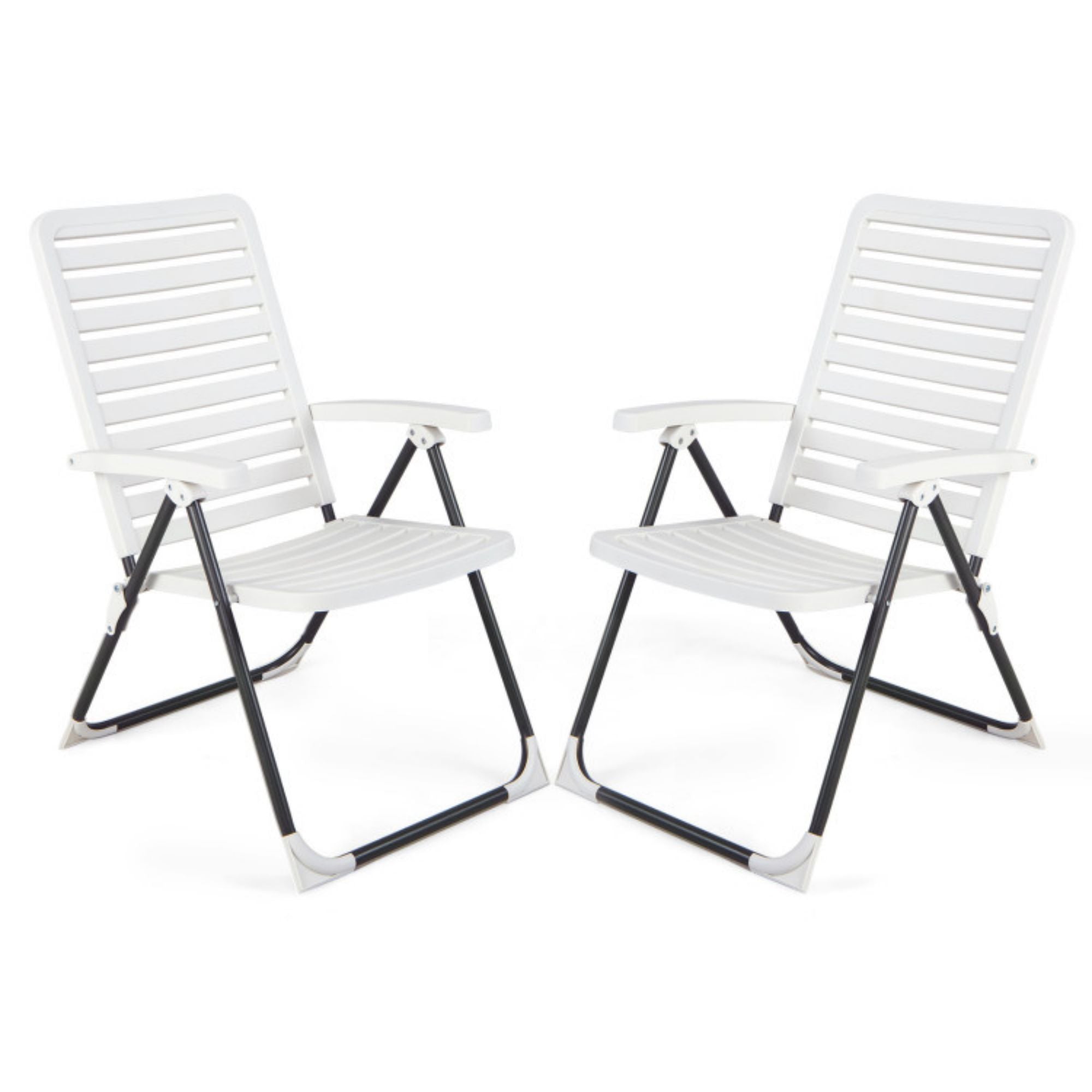 SUGIFT PP Folding Patio Chaise Lounger with 7-Level Backrest