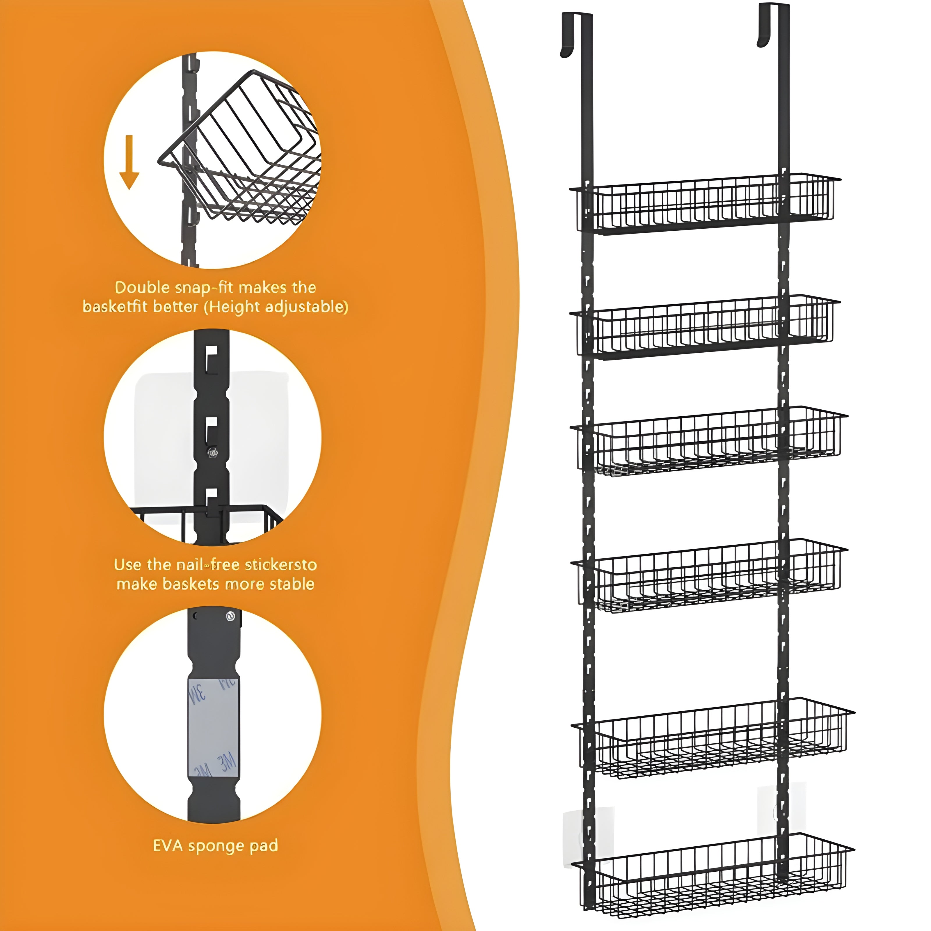 SUGIFT Over the Door Pantry Organizer with 6 Tier Adjustable Shelves