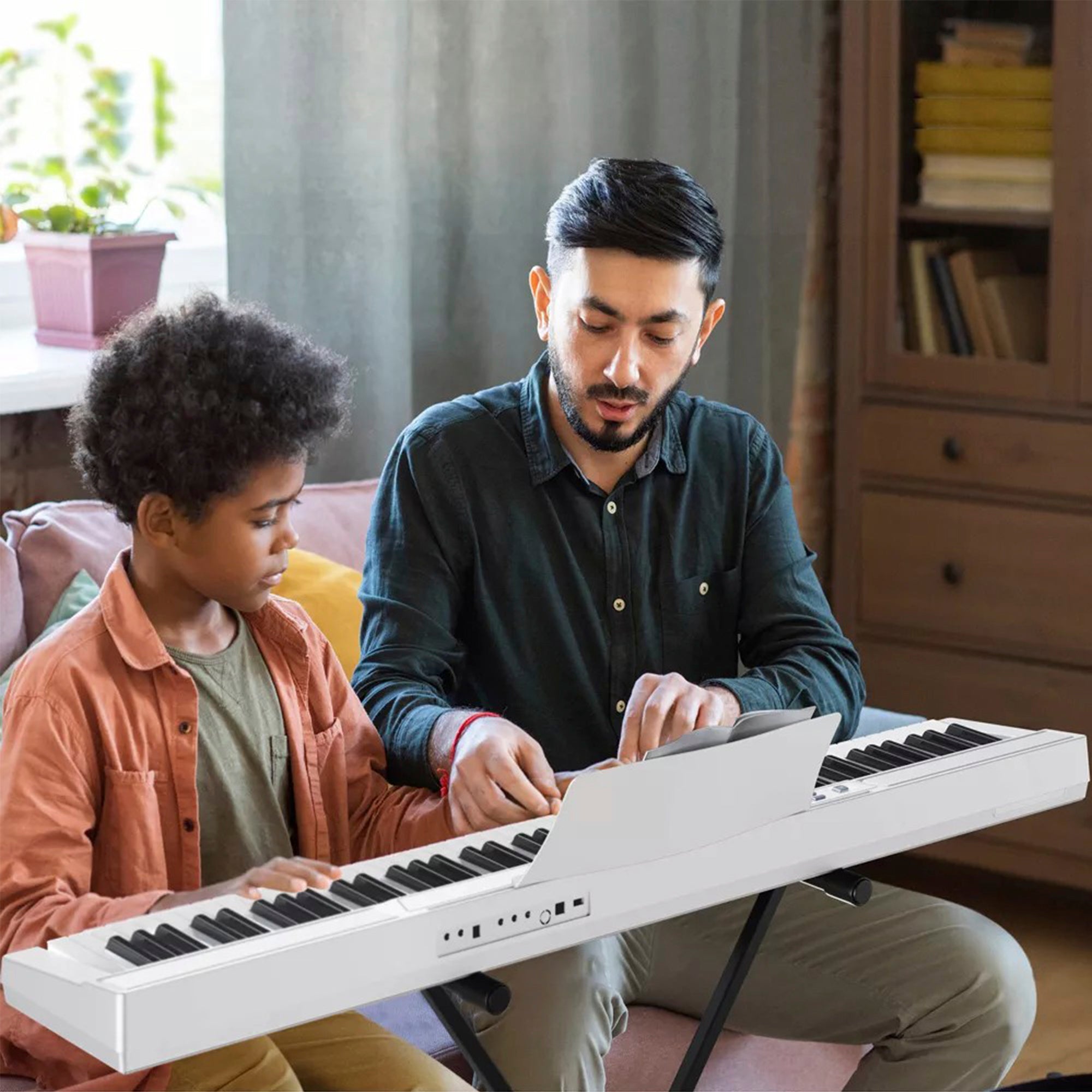 White 88 Key Digital Piano Keyboard with Stand Full-Size Semi-Weighted Electric Piano