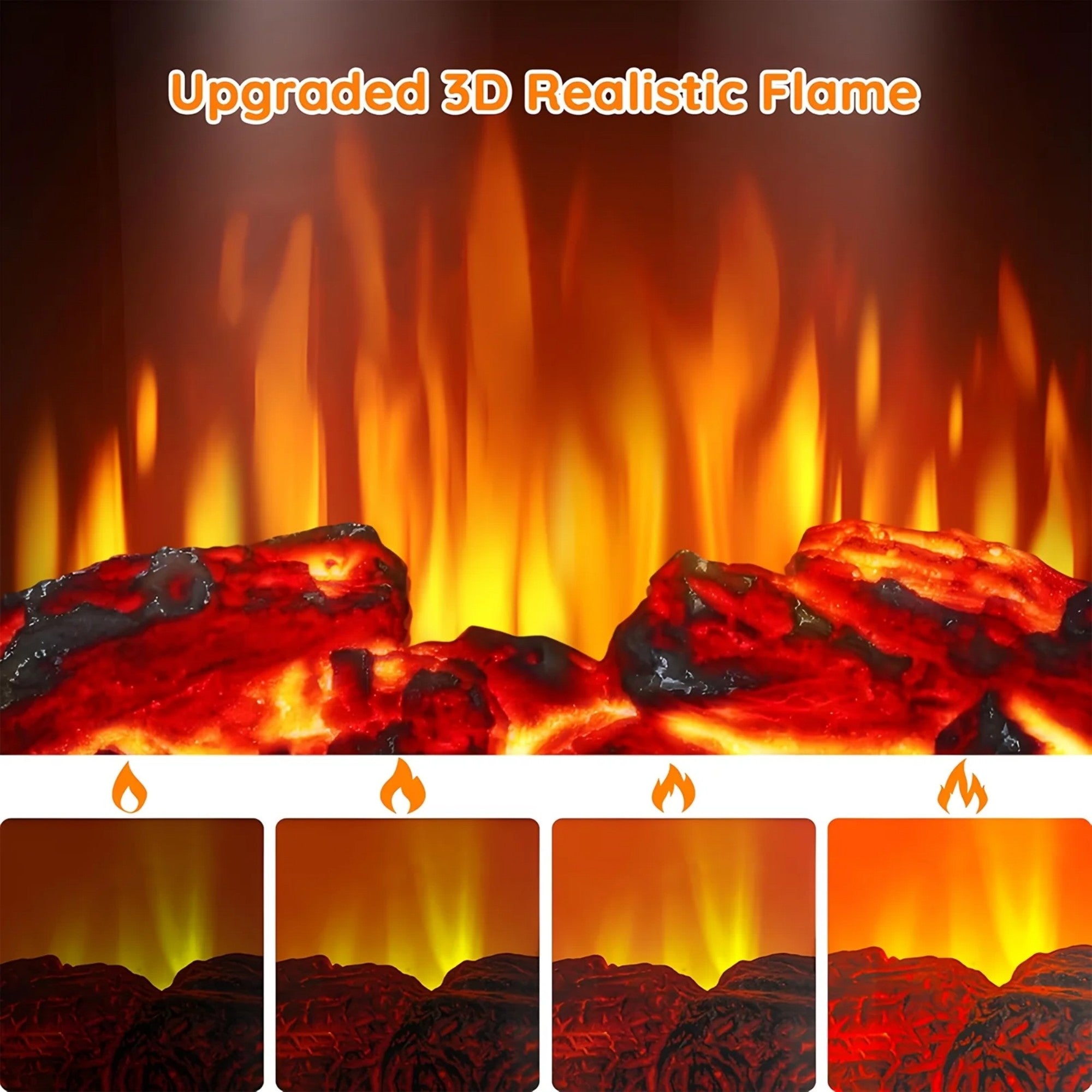 2000W Electric Infrared Quartz Fireplace Stove Heater Space Heater with 3D Flame Effect