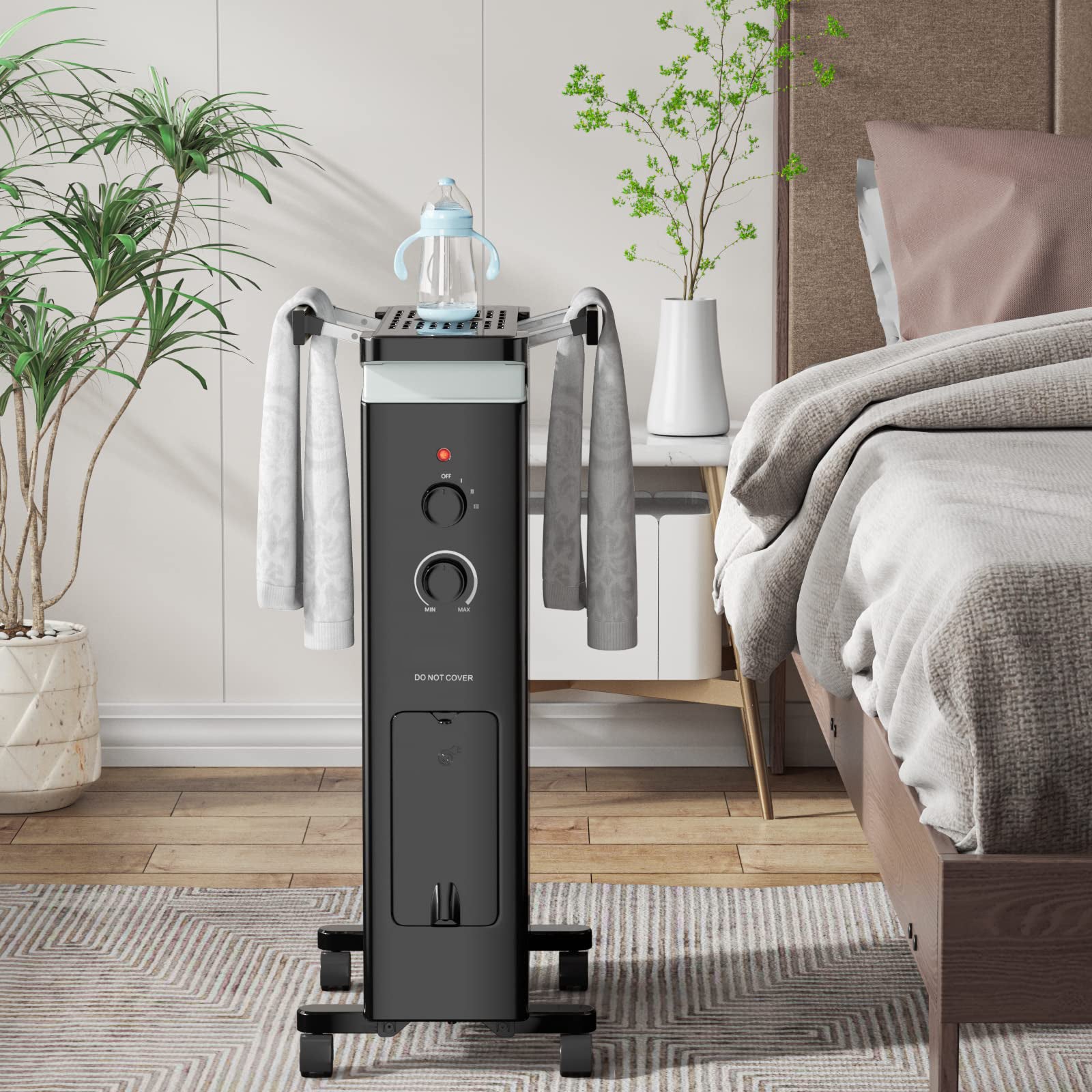 1500W Portable Oil Filled Radiator Heater with 3 Heat Settings-Black